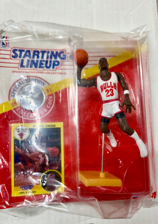 Michael Jordan rare starting lineup figure with card and coin factory sealed 1991