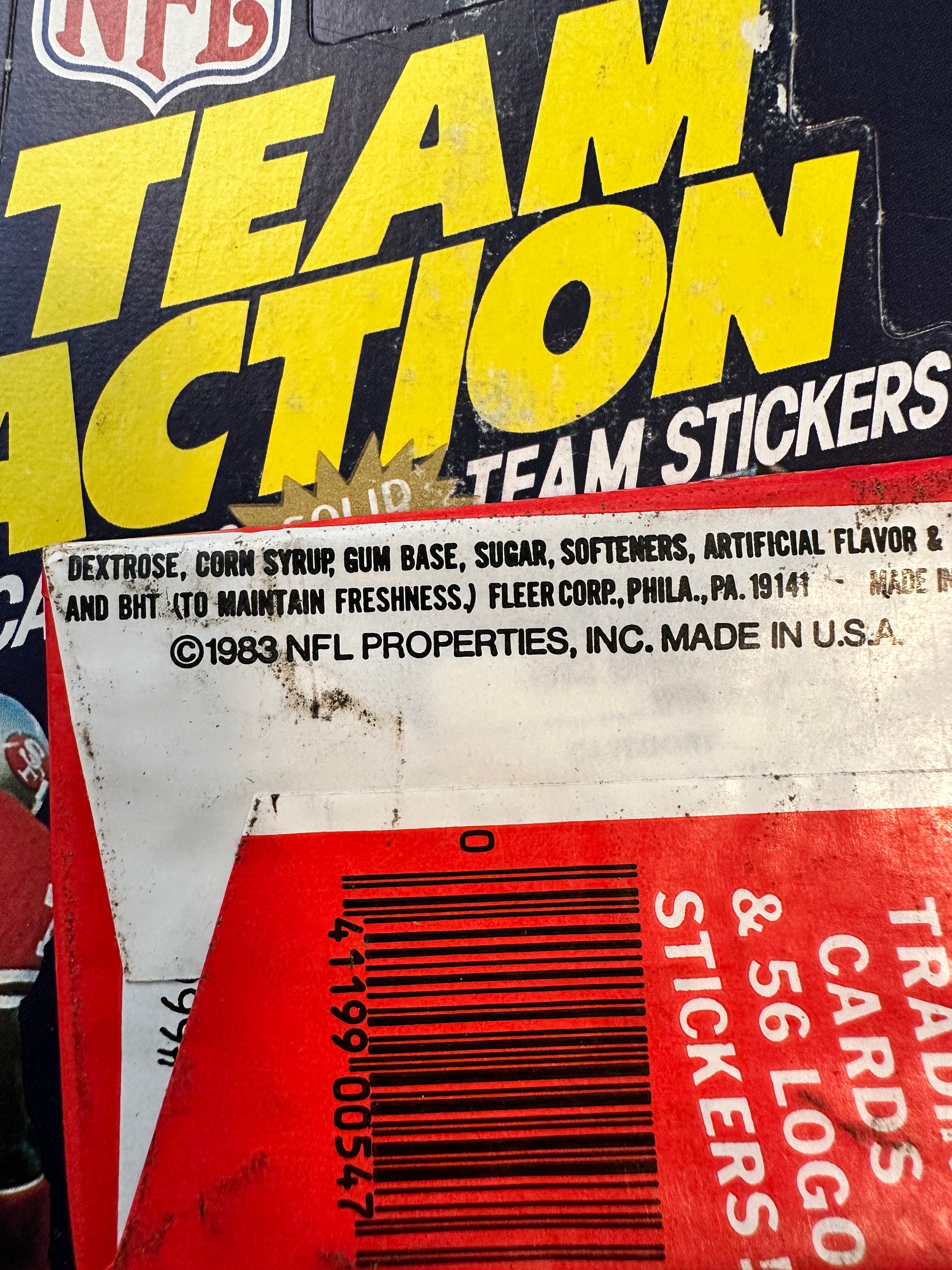 1983 Fleer Football Team Action photo cards 36 packs box