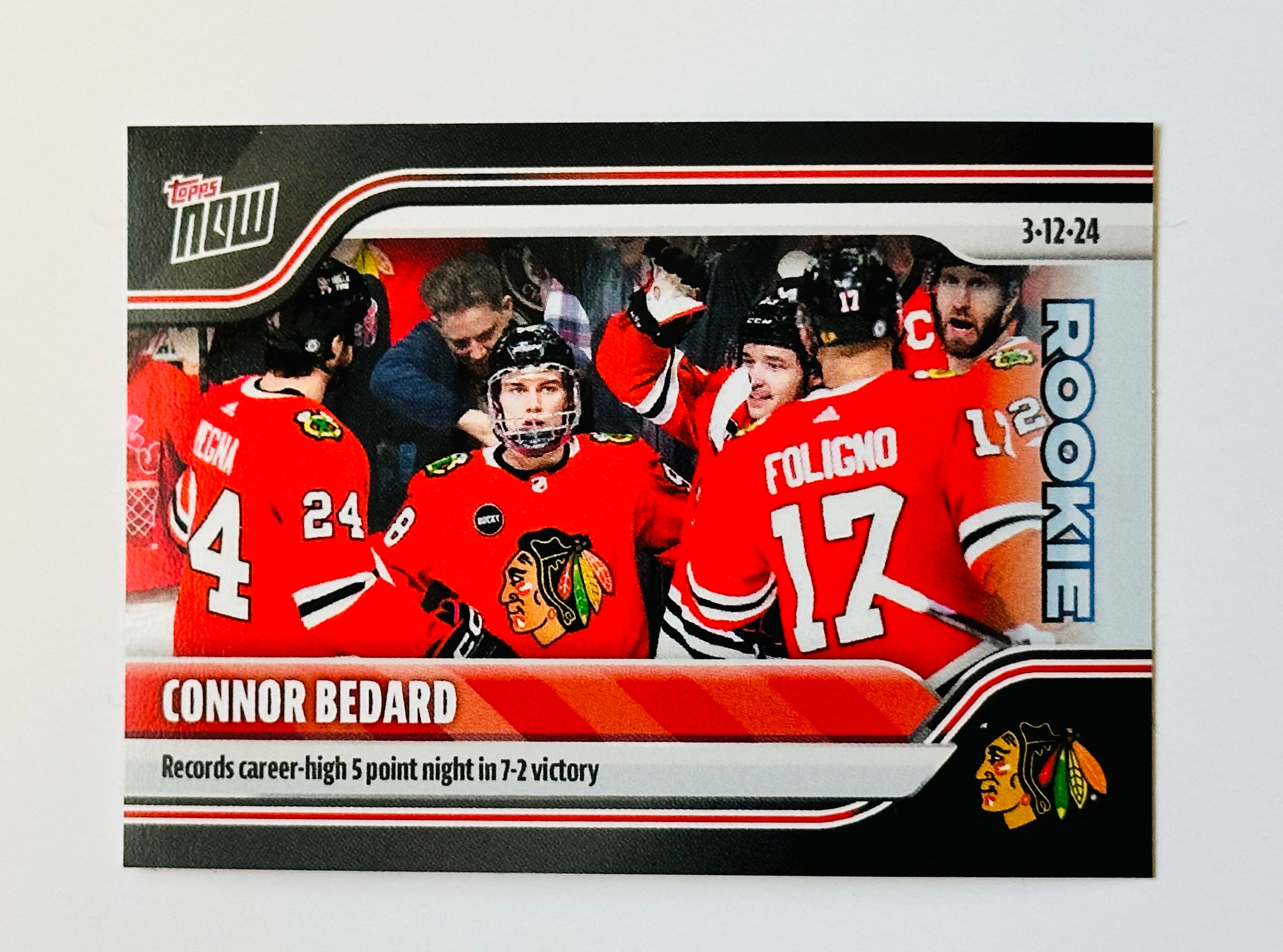 Connor Bedard Topps rookie hockey card 2024