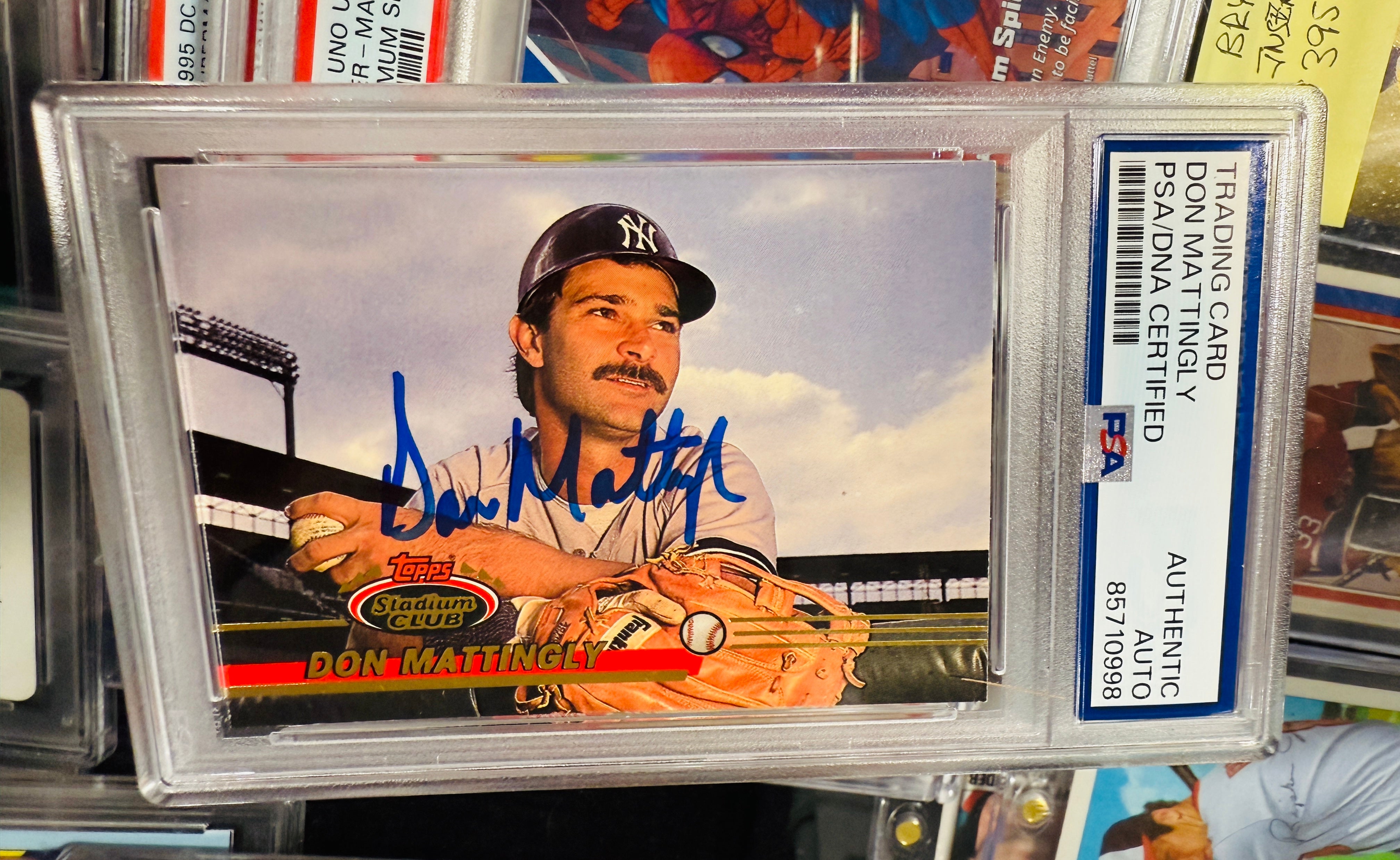 Don Mattingly baseball legend autographed in person card, PSA DNA certified