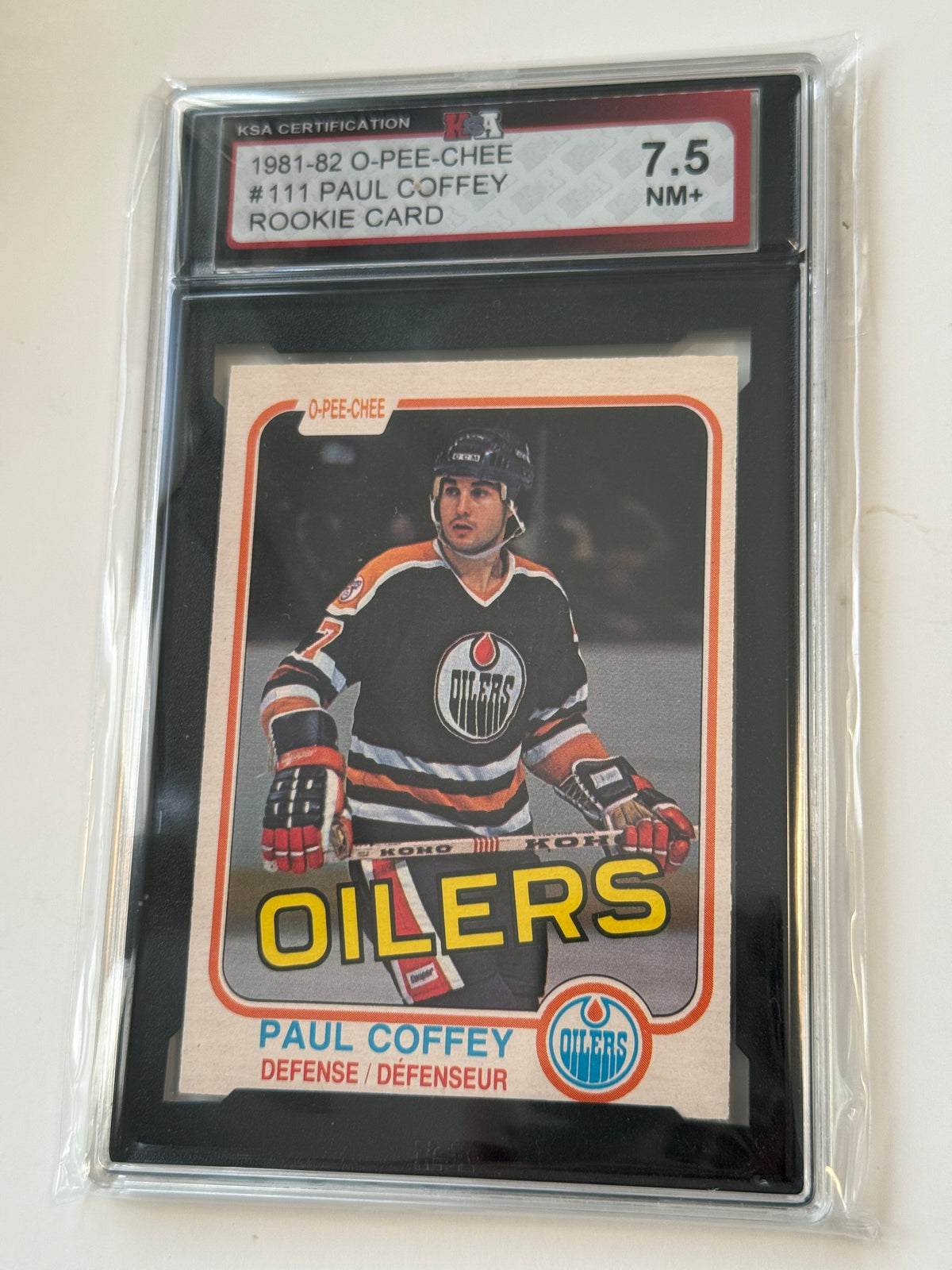 Paul Coffey NHL legend rookie OPC high graded KSA 7.5 Hockey card 1981-82