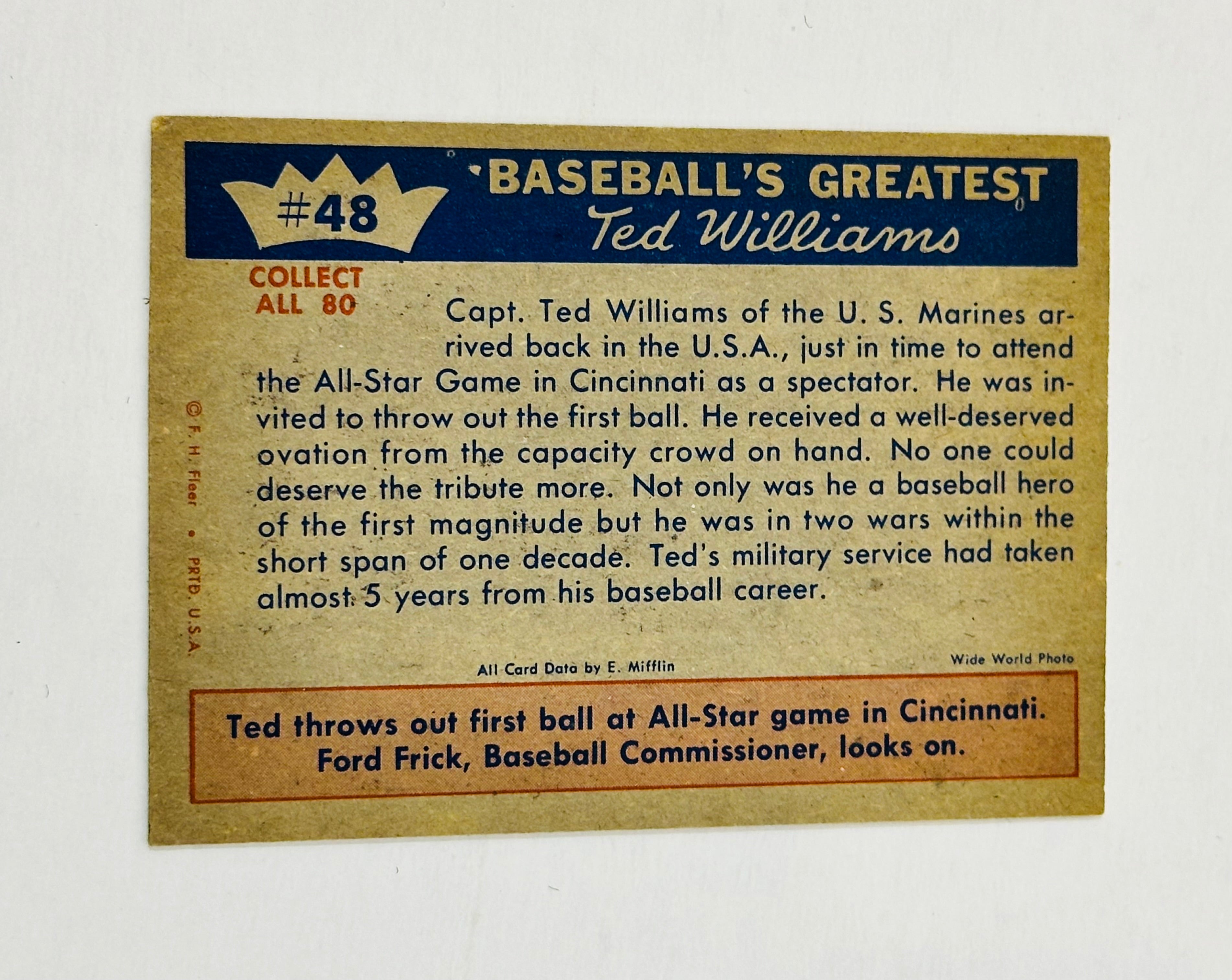 Ted Returns rare Fleer baseball card 1959