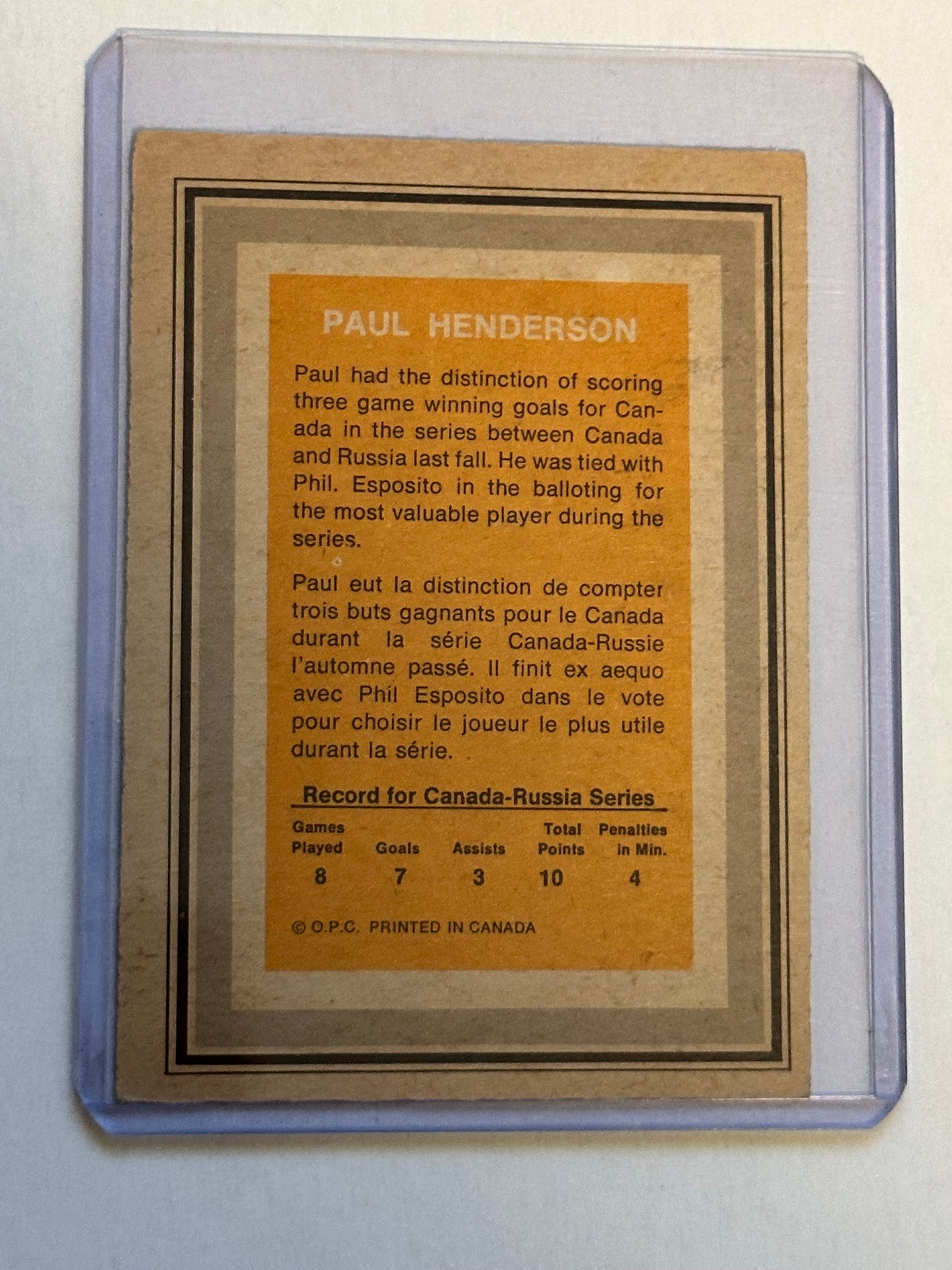 1972-73 Opc hockey Paul Henderson signed in person card with COA