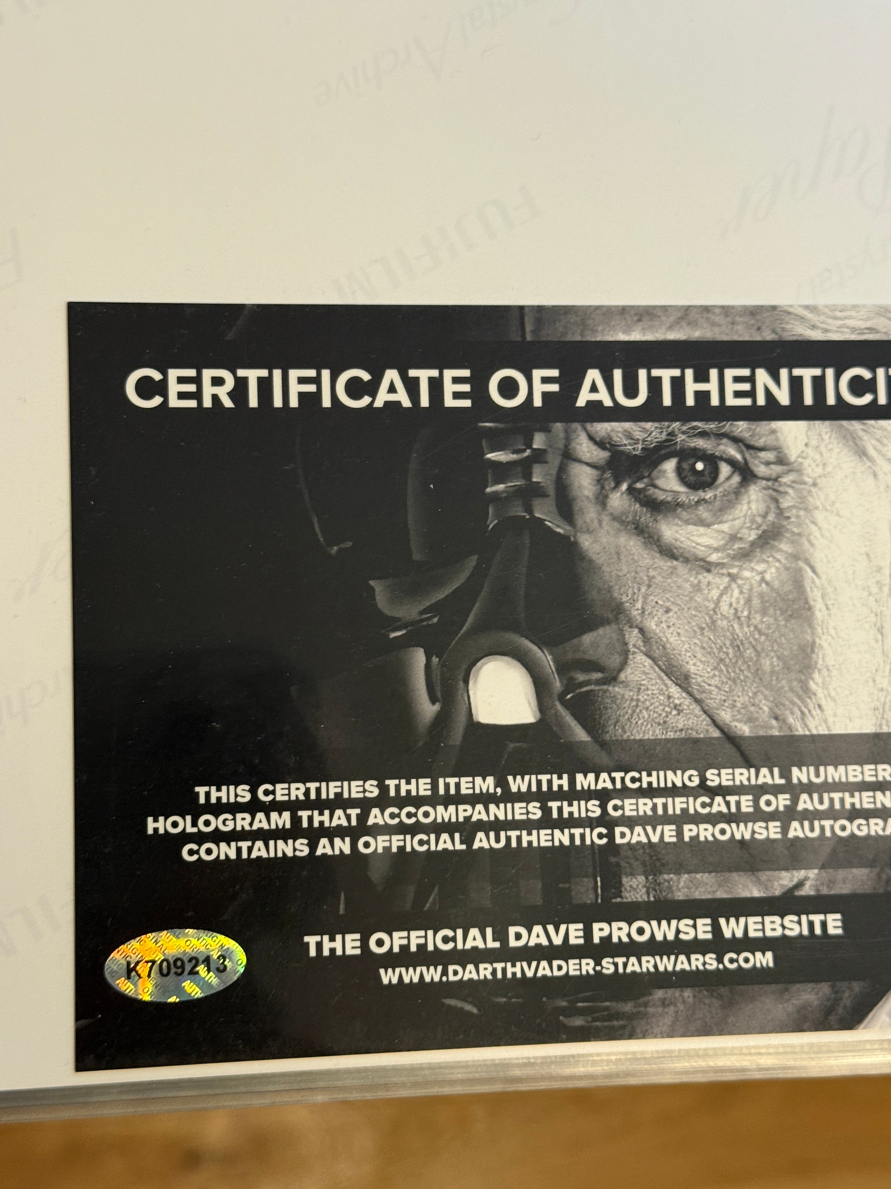 Star Wars Darth Vader David prowse autographed 8 x 10 photo certified