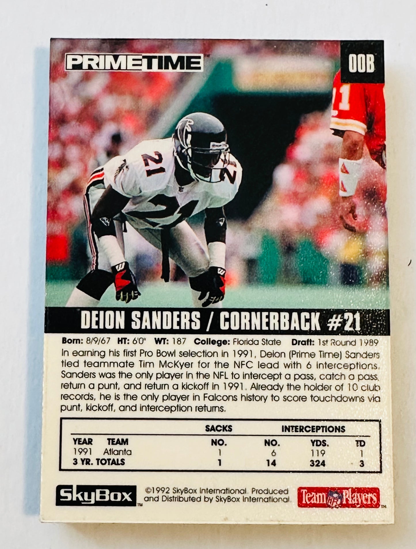 Deion Sanders football legend where Atlanta Hawks handmade acrylic football card 1992