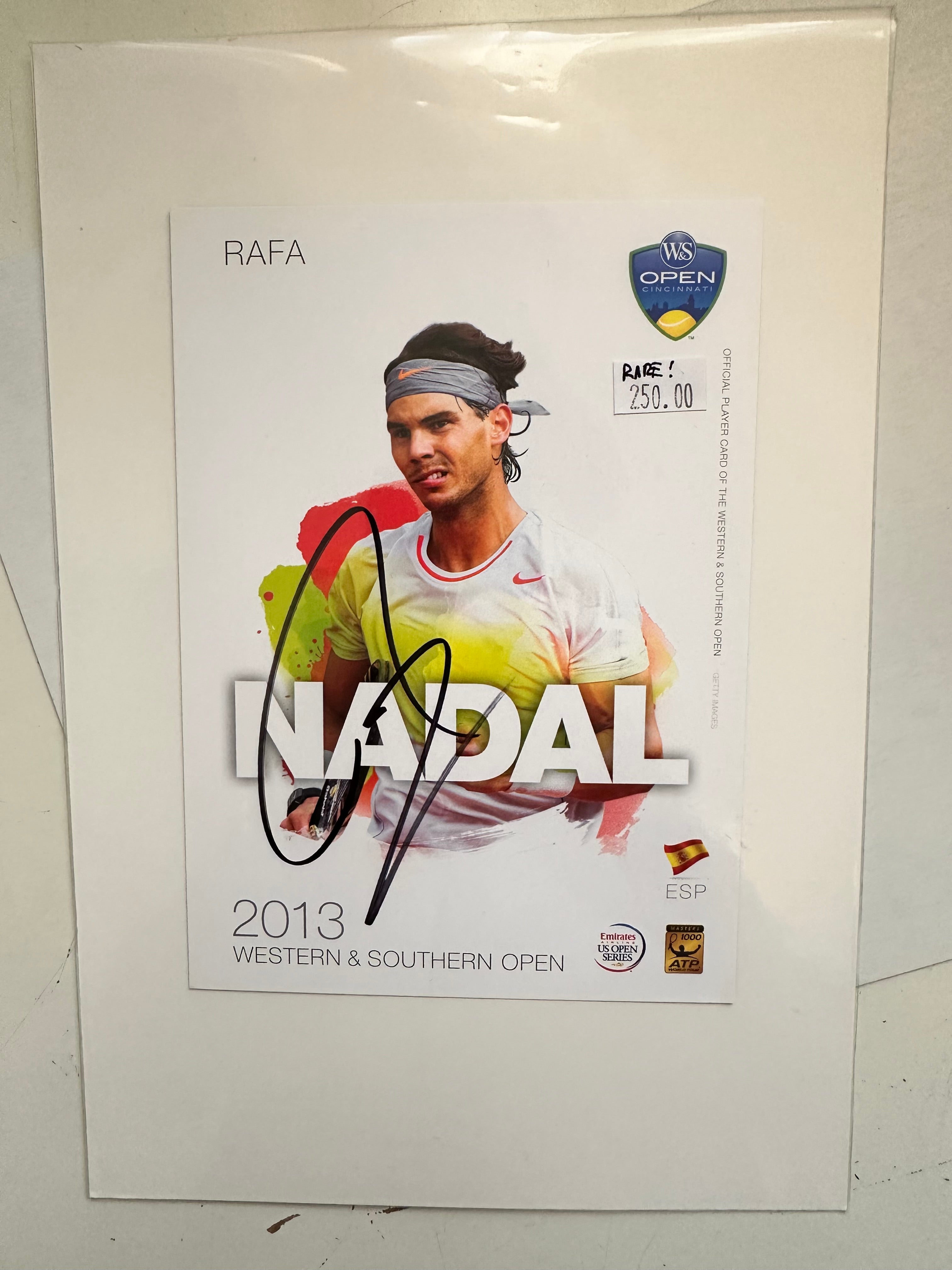 Rafael Nadal rare autograph 5x7 photo with COA signed at the Western southern open.