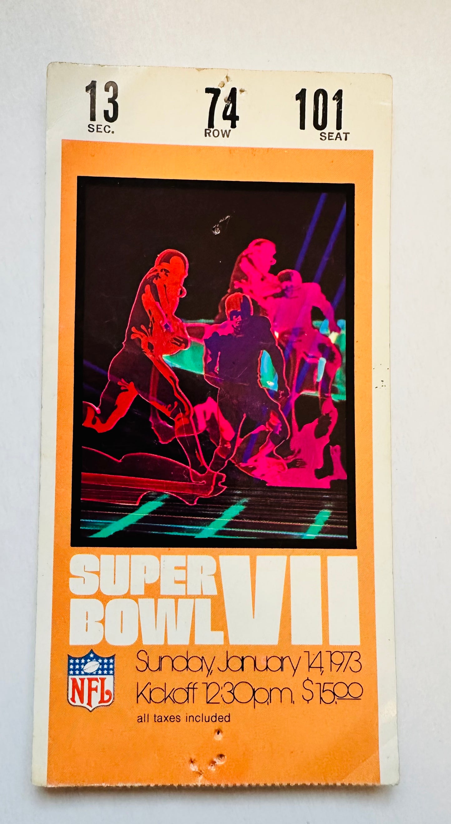 Super Bowl game ticket 1973