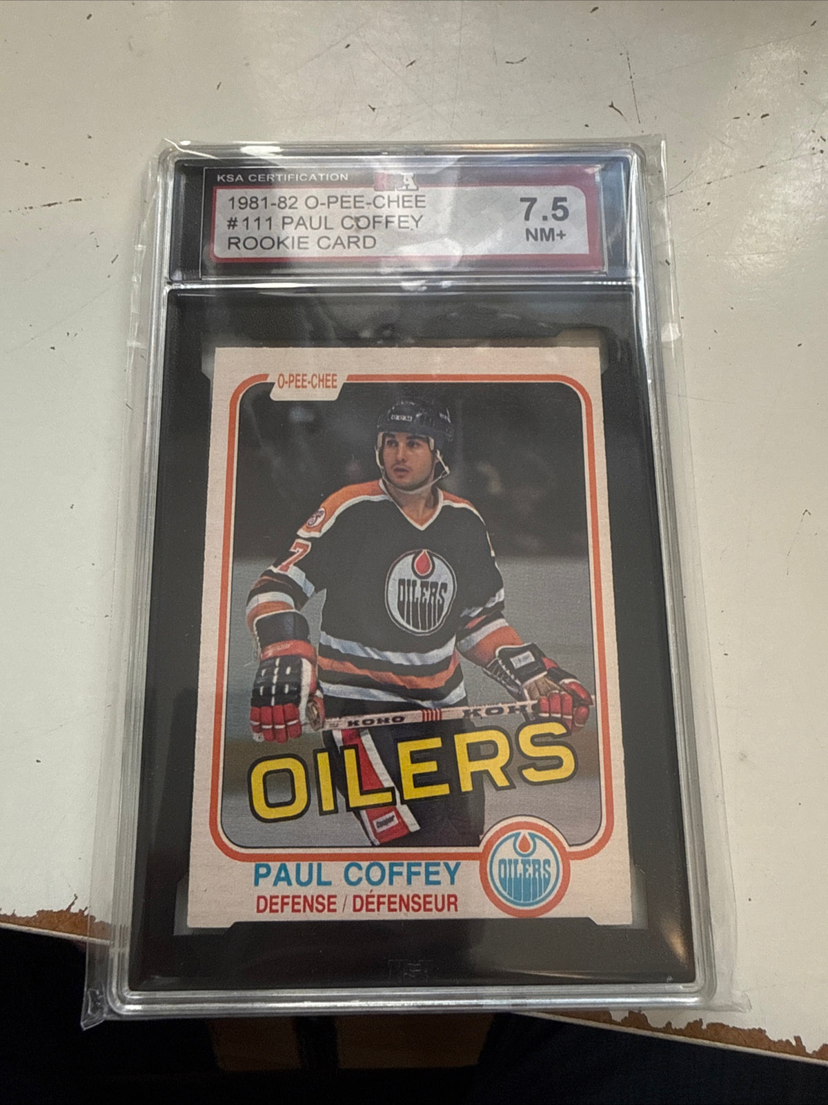 Paul Coffey NHL legend rookie OPC high graded KSA 7.5 Hockey card 1981-82