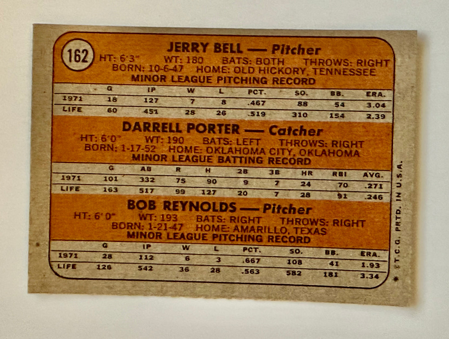 1972 Topps Darrell Porter baseball rookie card