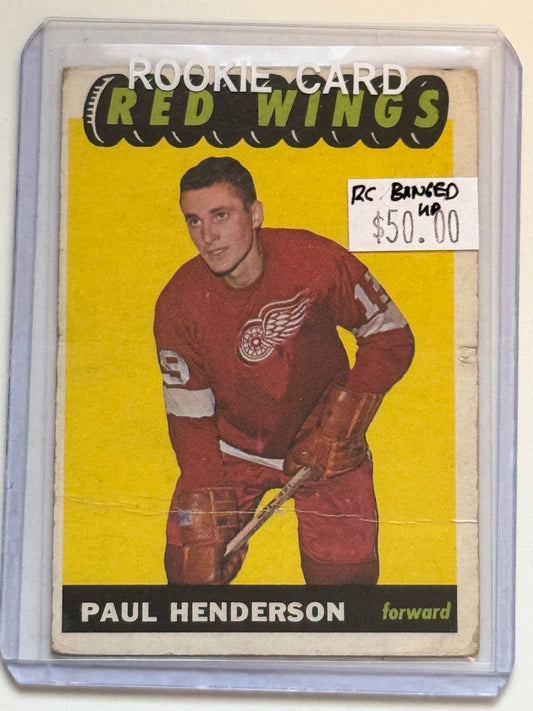 Paul Henderson banged up rookie hockey card