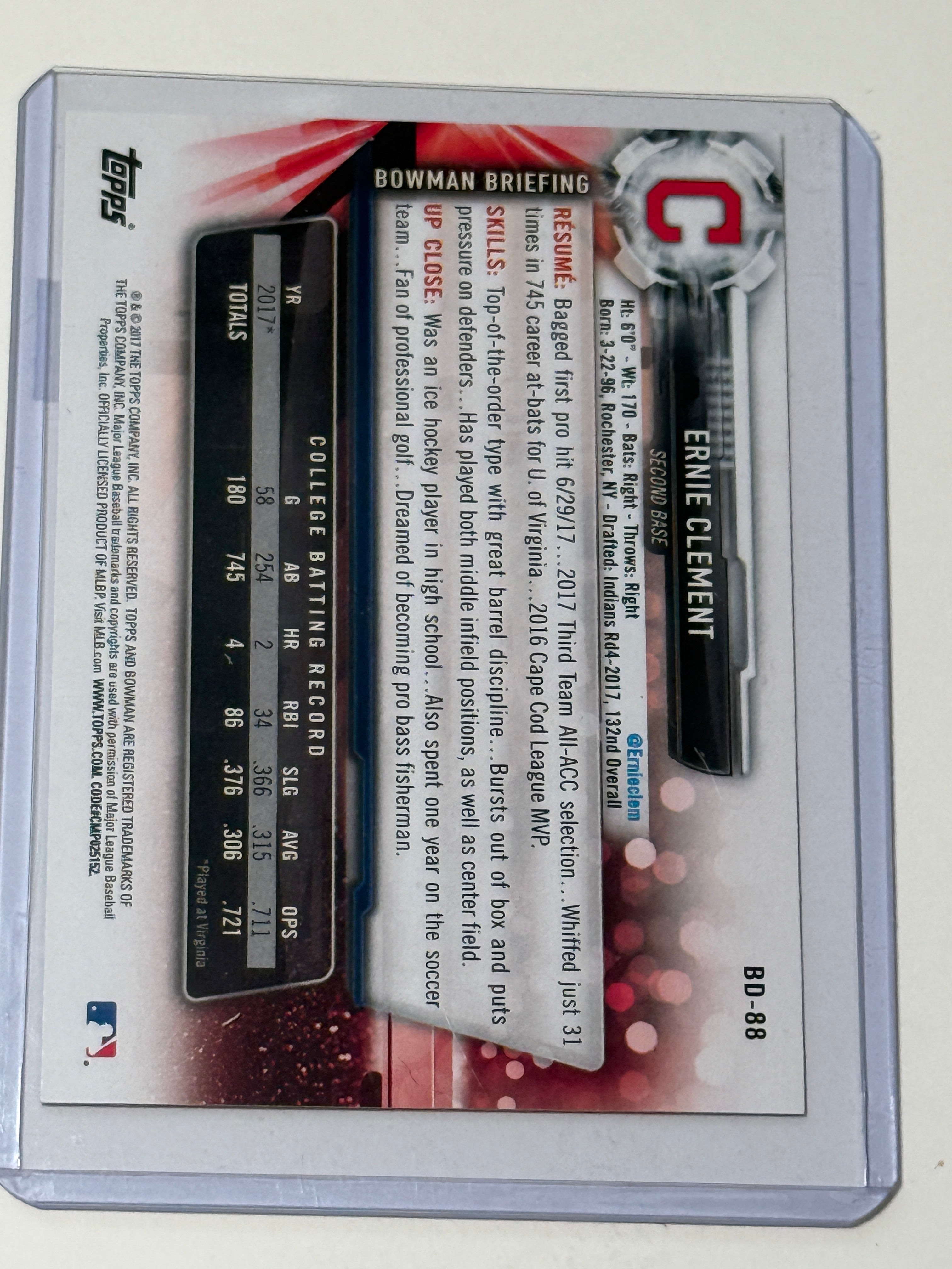 Blue jays Ernie Clement baseball rookie card