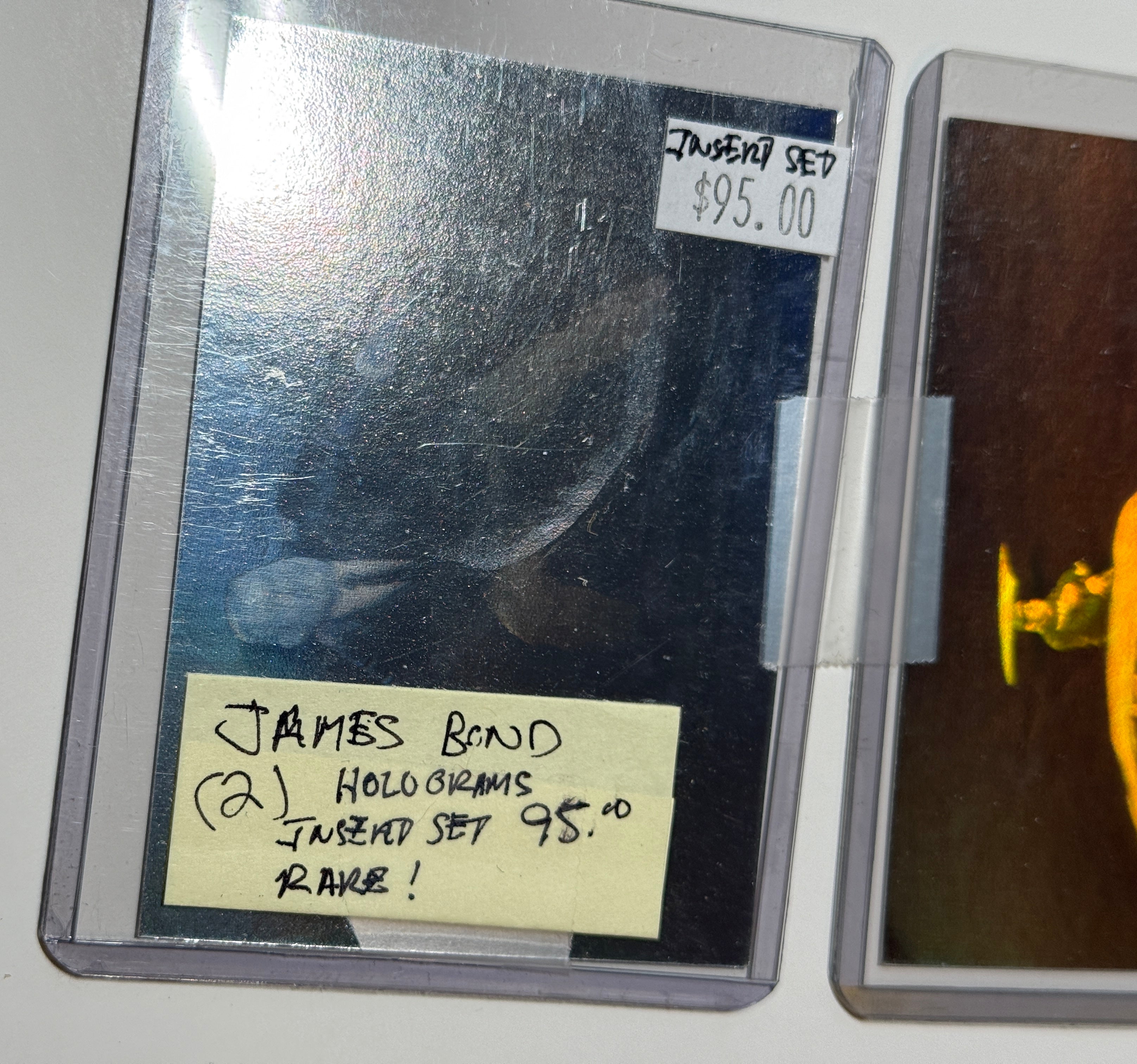 James Bond movies two rare foil, hologram inserts cards, 1990s
