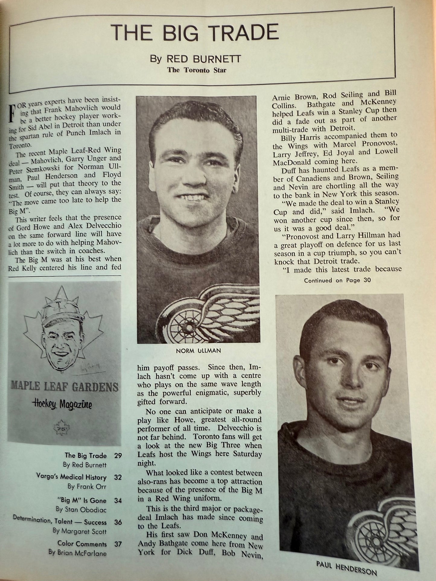 Toronto Maple hockey game program February/March 1968