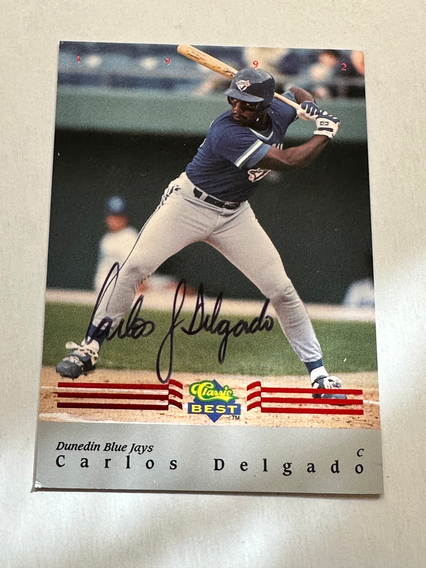 Toronto Blue Jays Carlos Delgado autographed rookie baseball card