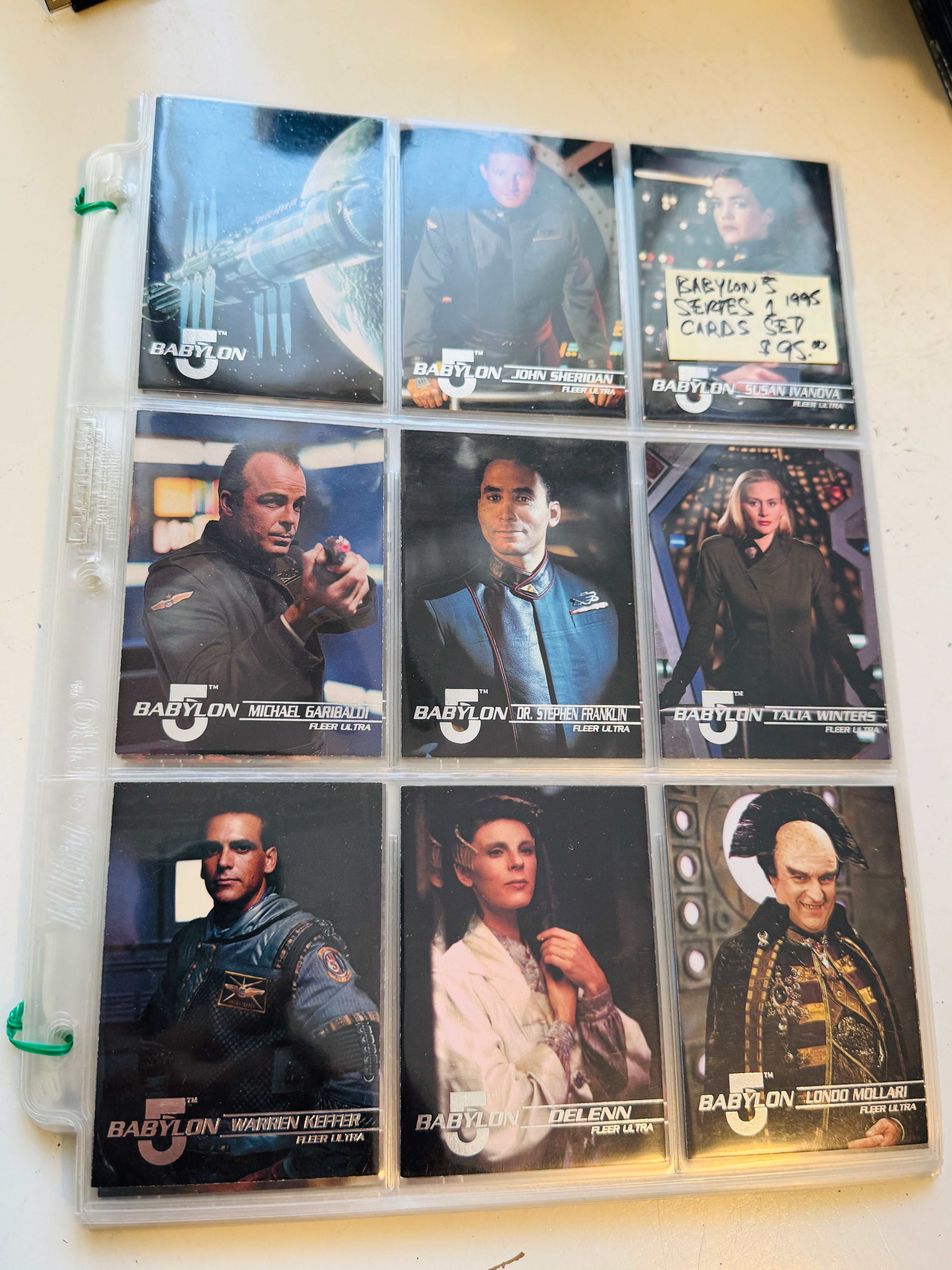 Babylon 5 series 1 high-grade condition cards set in pages 1995