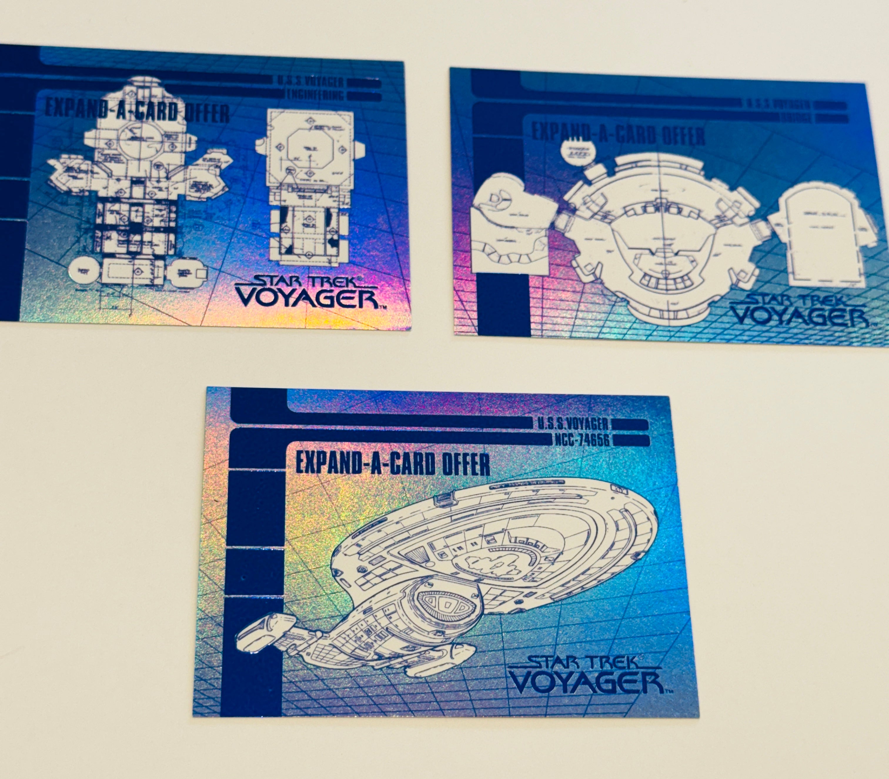 Star Trek Voyager 3 blue prints foil insert cards set 1995