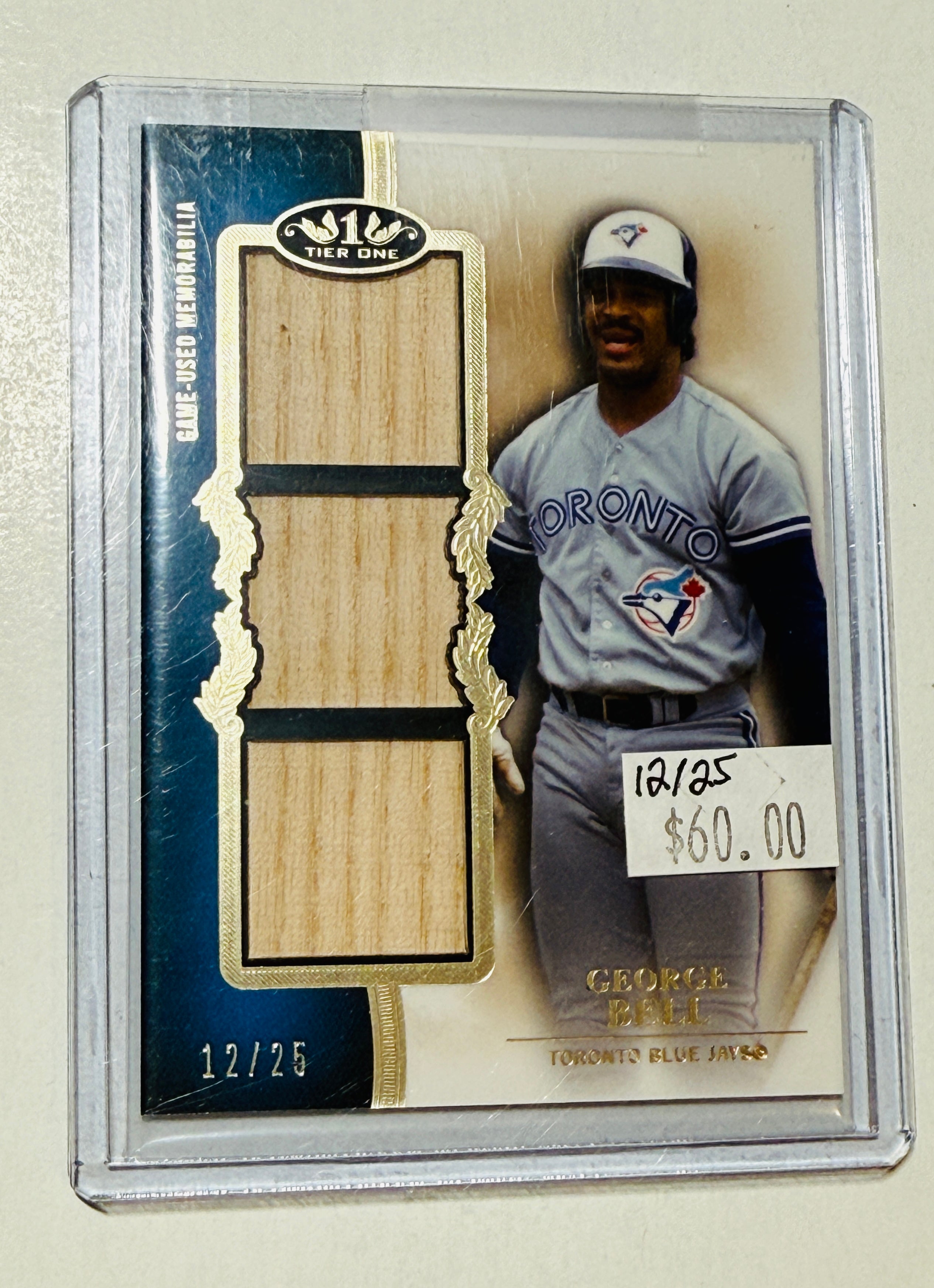 Toronto Blue jays George Bell rare numbered memorabilia insert baseball card