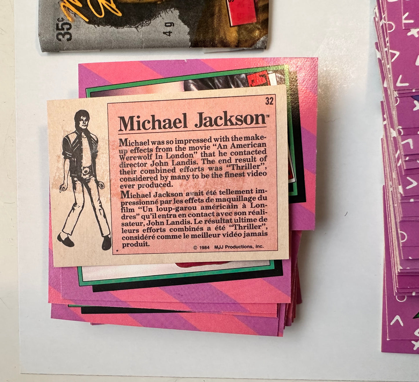 Michael Jackson Opc Canadian version rare cards set with wrapper 1984