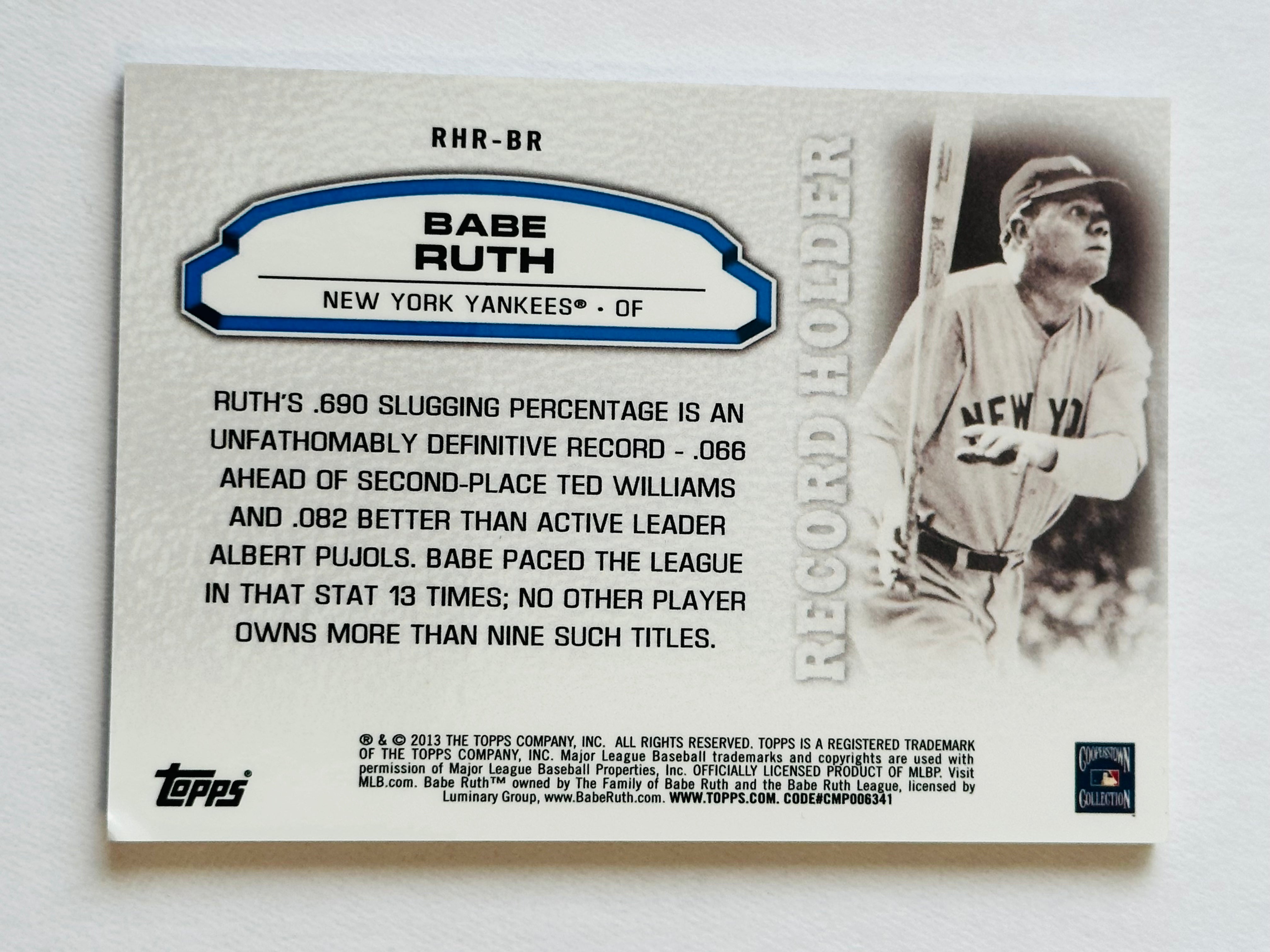 Babe Ruth rare Topps Ring insert baseball card