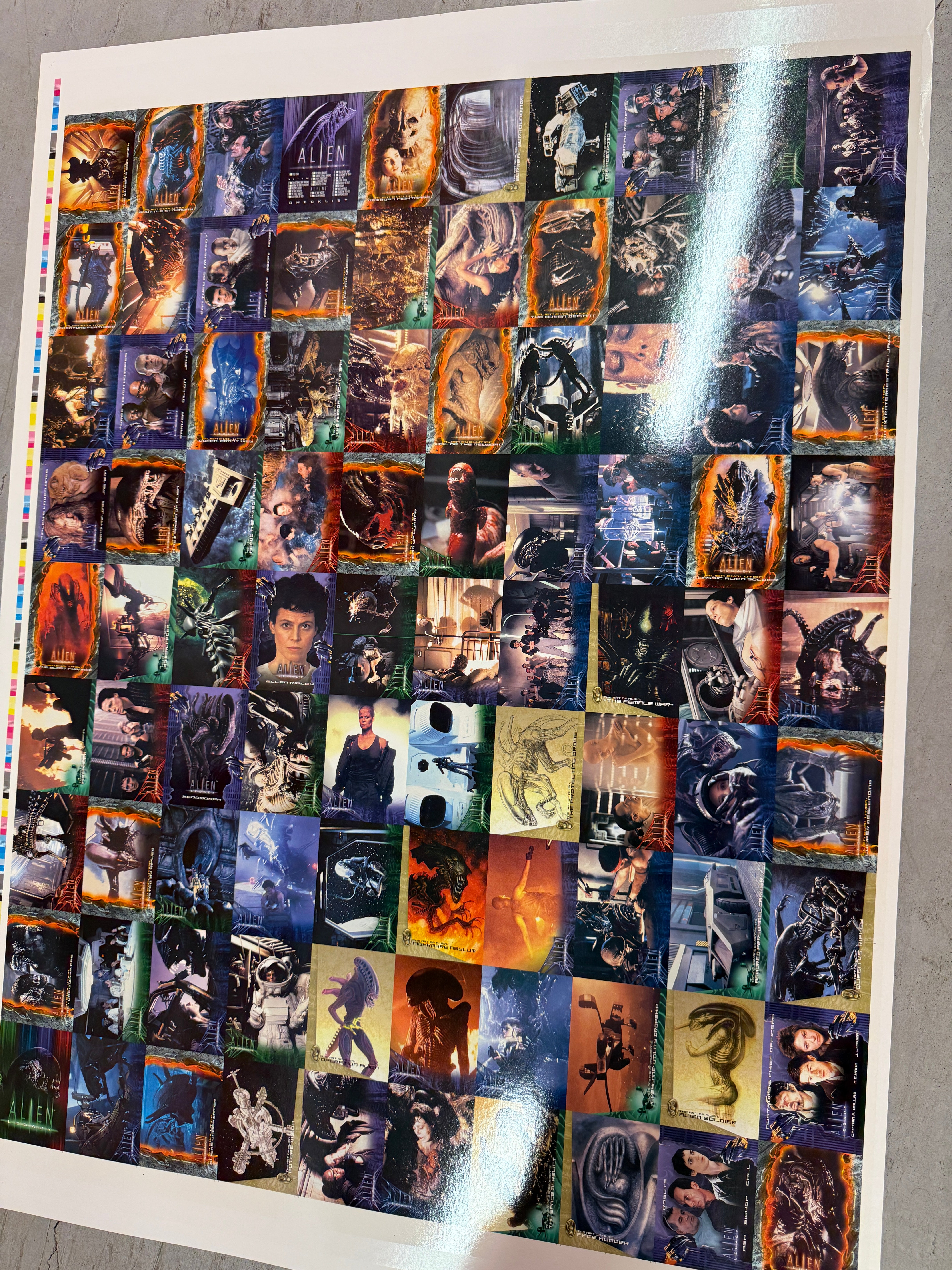 Alien Legacy movie cards, rare Uncut Cards sheet 1998