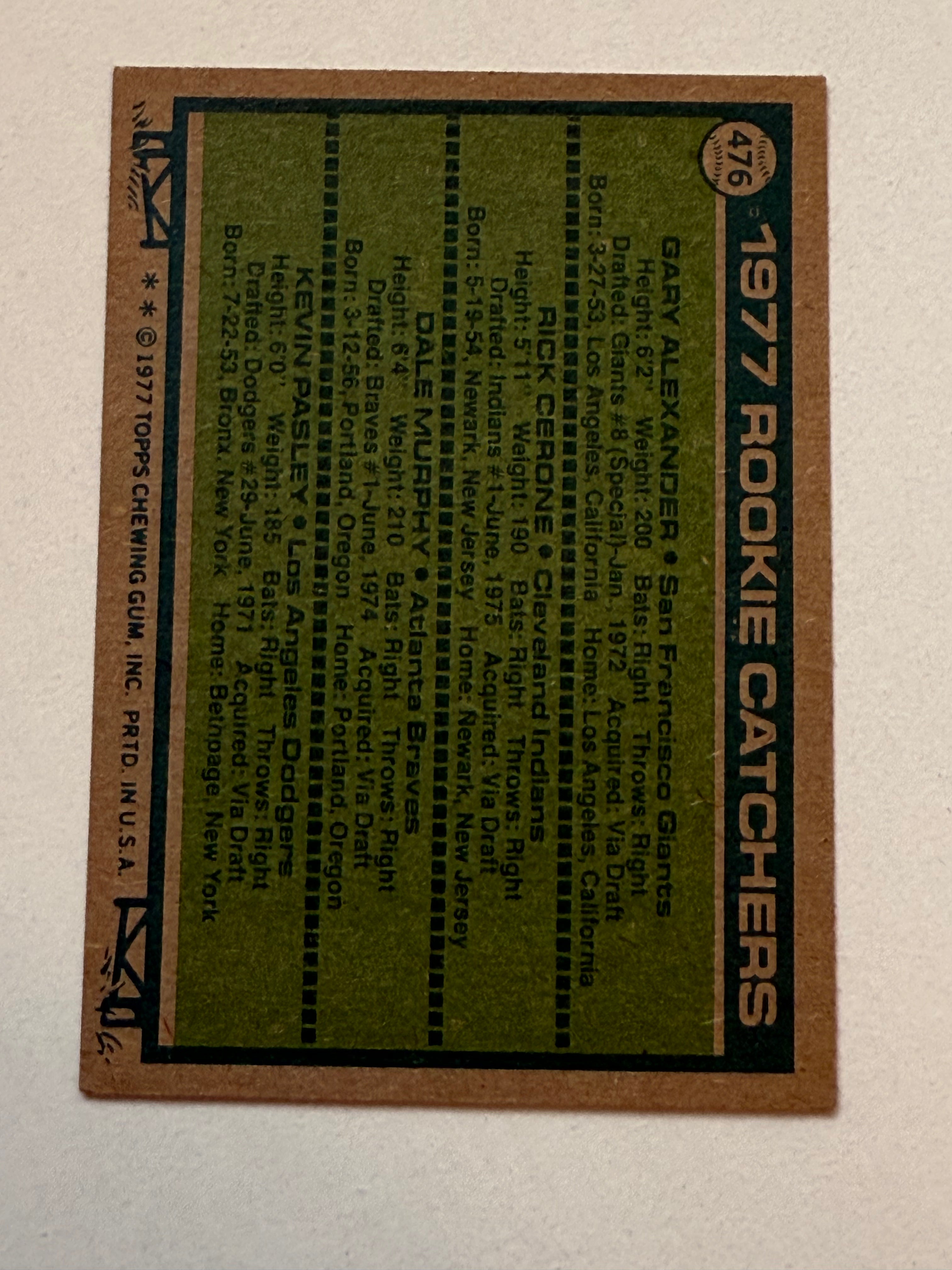 Dale Murphy Topps rookie baseball card 1977