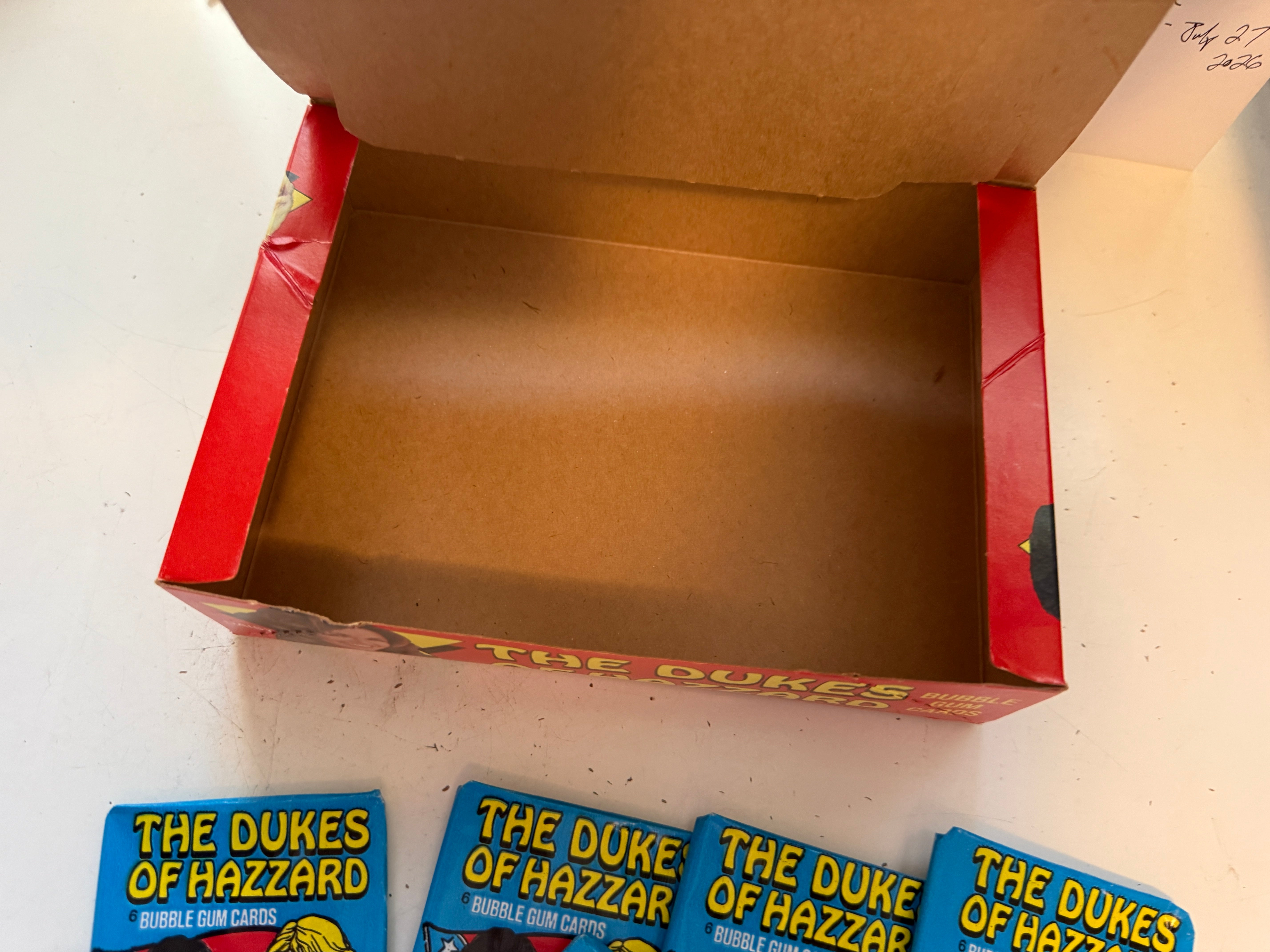 Dukes of Hazzard TV show rare empty display box with 8 wrappers 1980