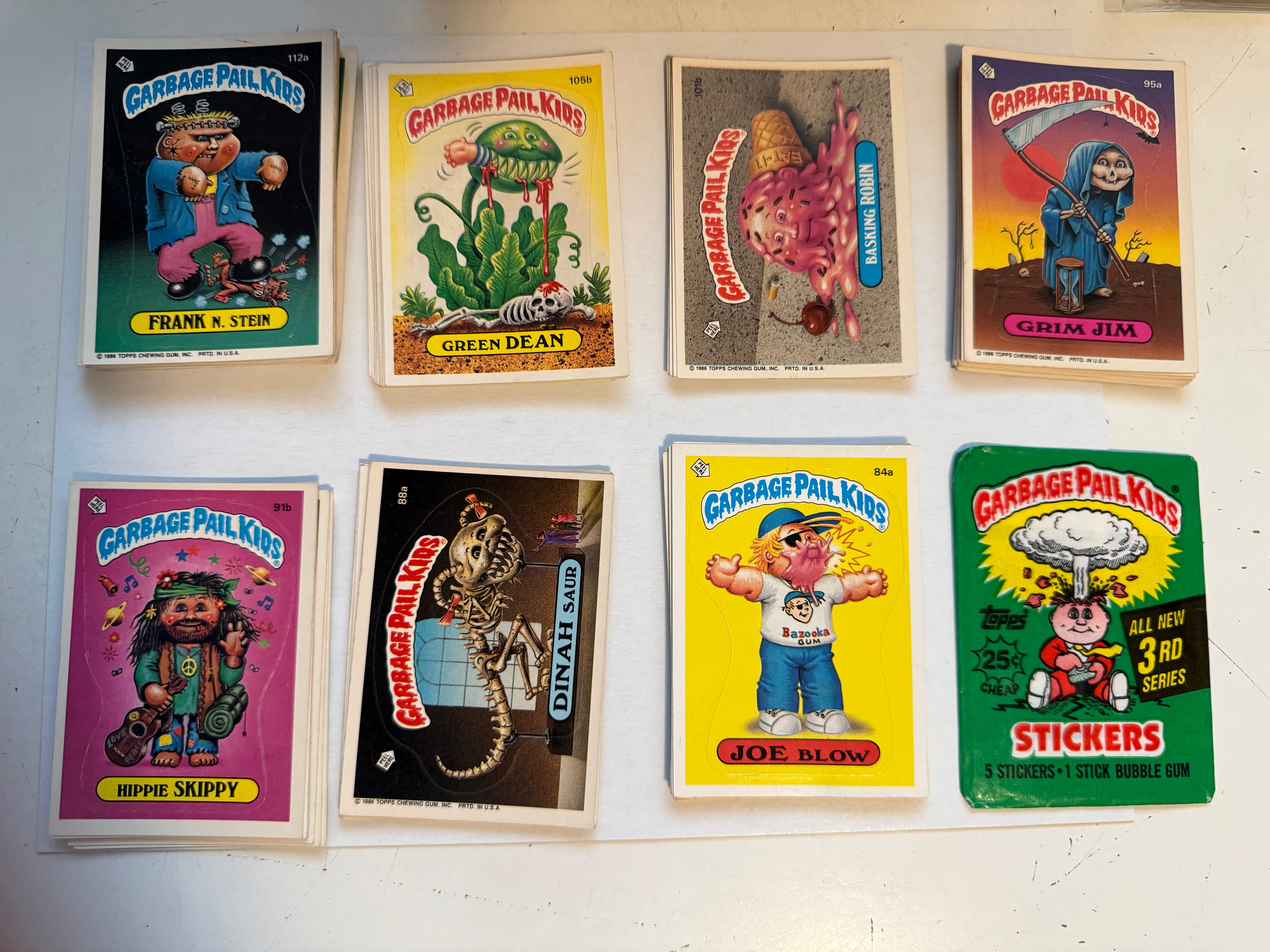 Garbage Pail Kids series 3 rare high grade condition stickers set with wrapper 1985
