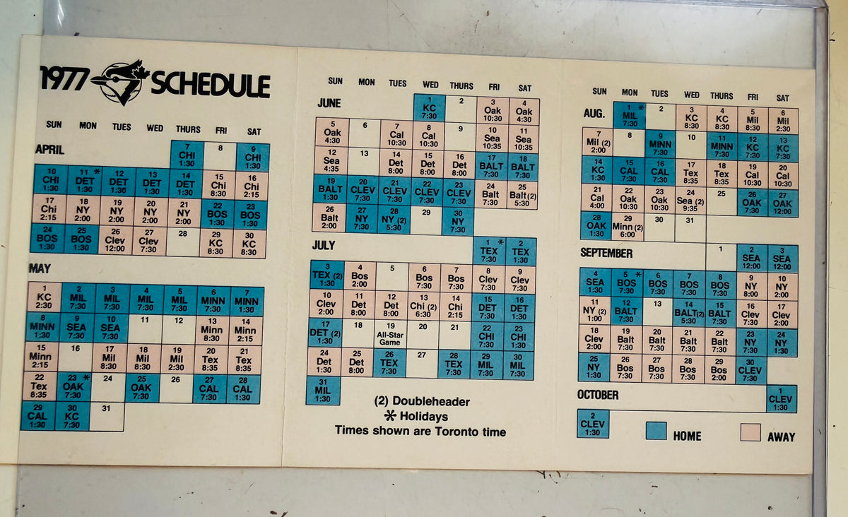 Toronto Blue Jays rare first baseball Labatts Beer schedule 1977