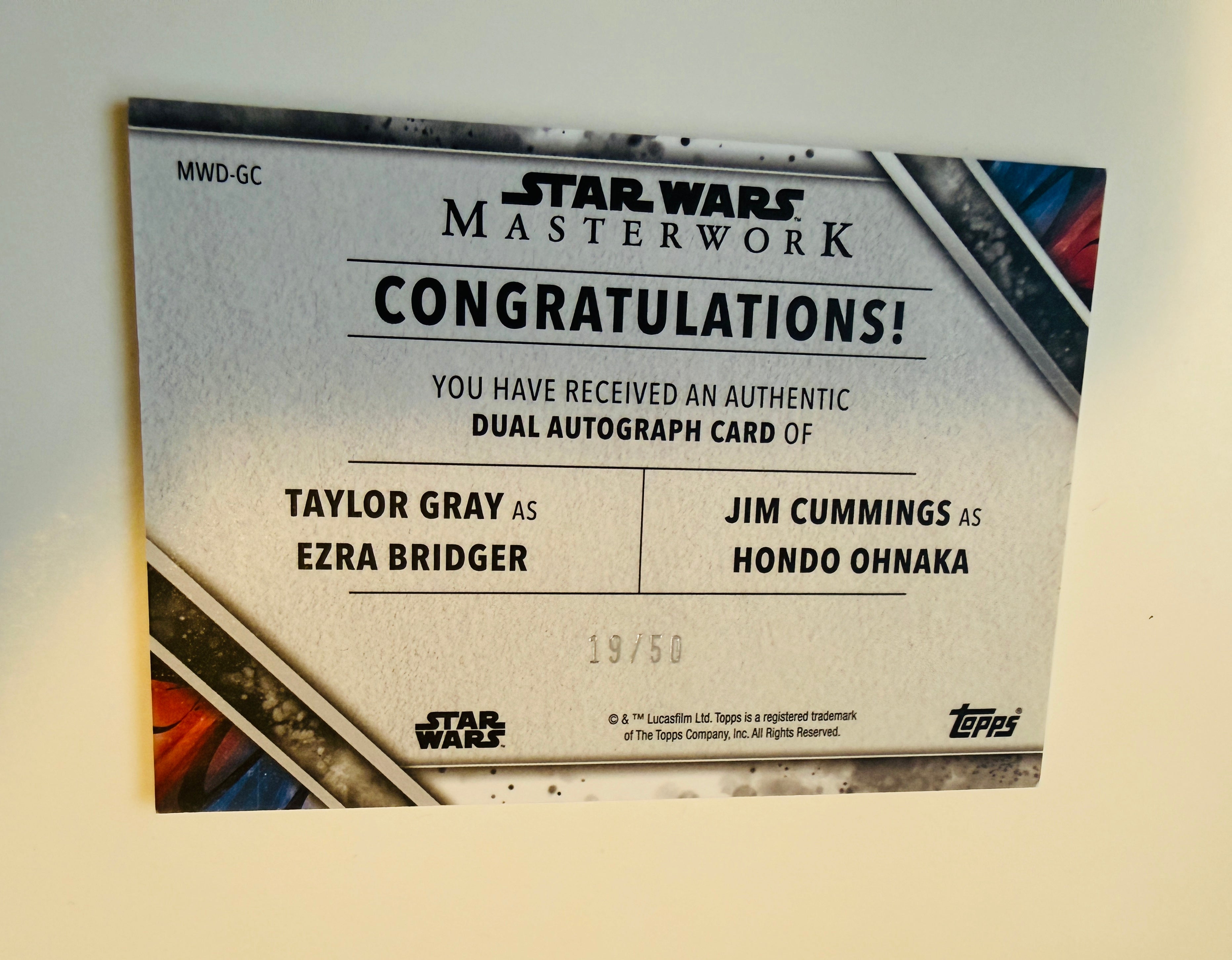 Star Wars Masterworks rare numbered double autograph insert card