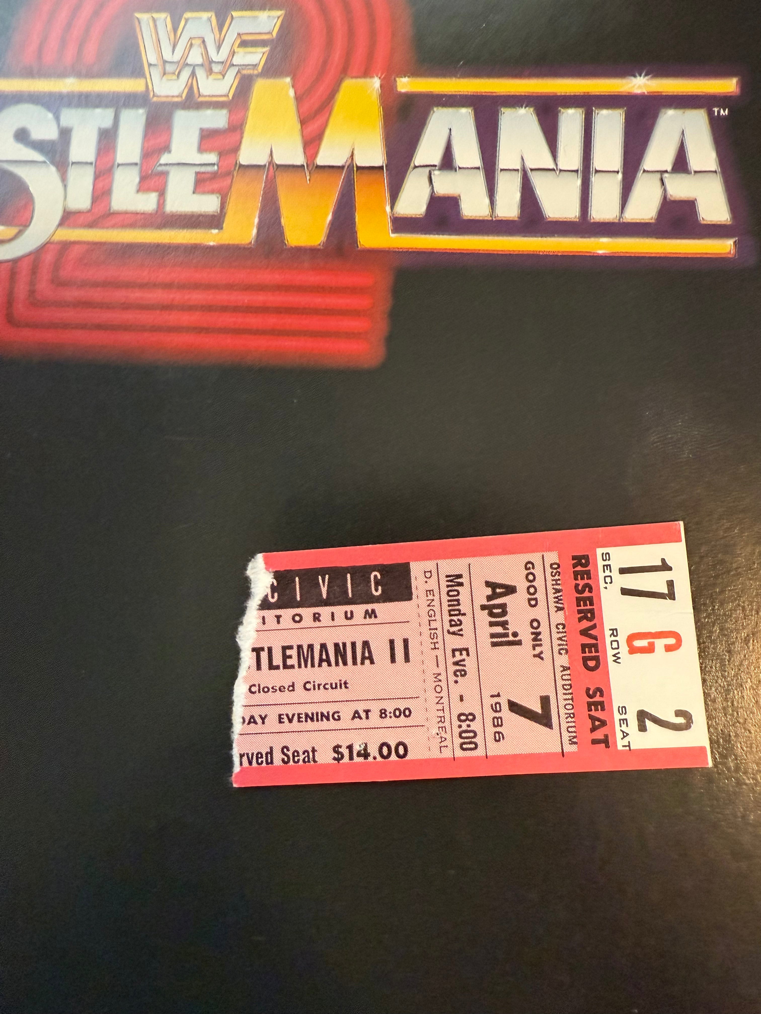 Wrestlemania 2 program with rare ticket stub 1986