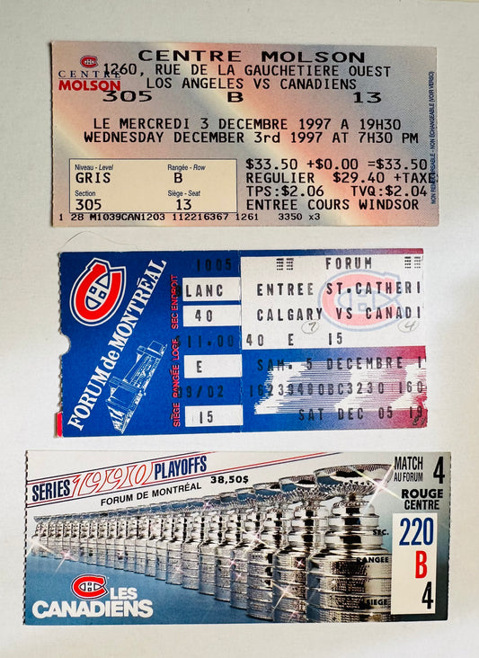 Montreal Canadiens hockey 3 vintage game tickets lot deal 1990s