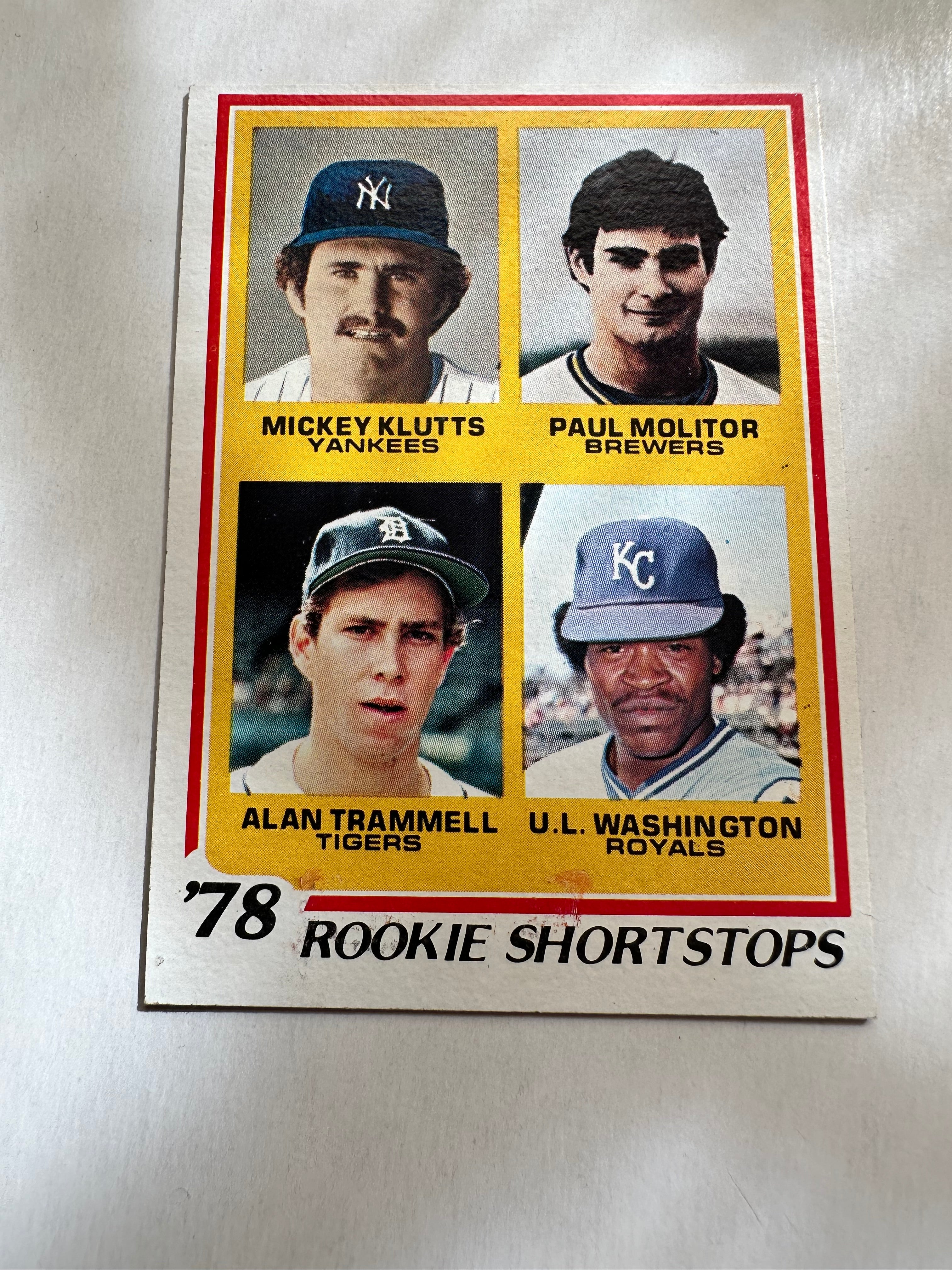 Paul Molitor/ Alan Trammell double rookie baseball card 1978