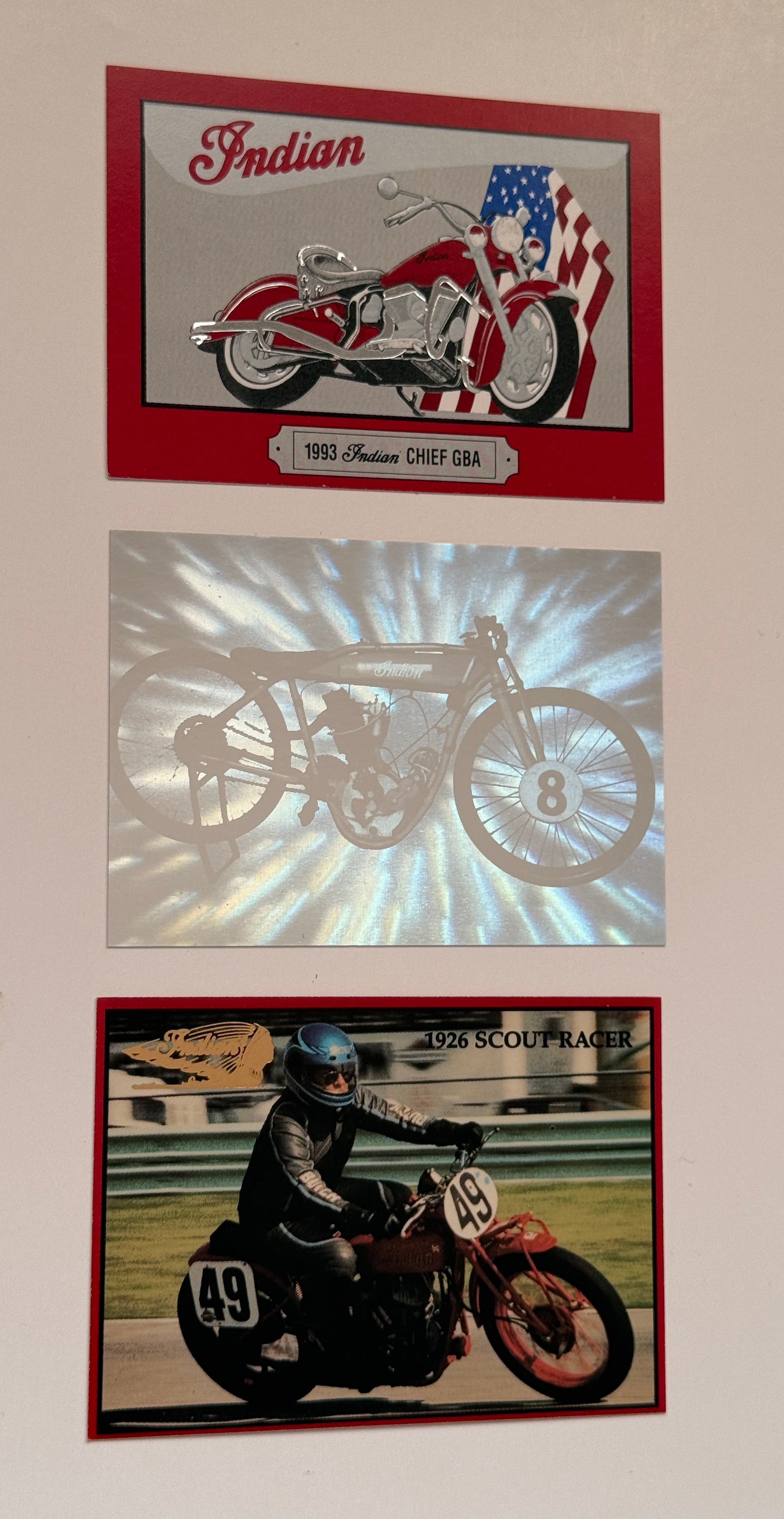 Indian Motorcycle 3 cards rare preview promo-set 1990