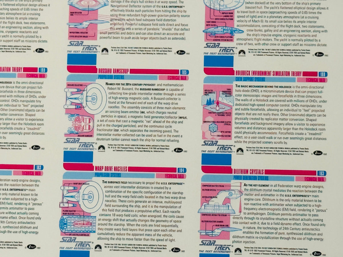 Star Trek Next Generation rare ships and weapons uncut cards sheet 1987