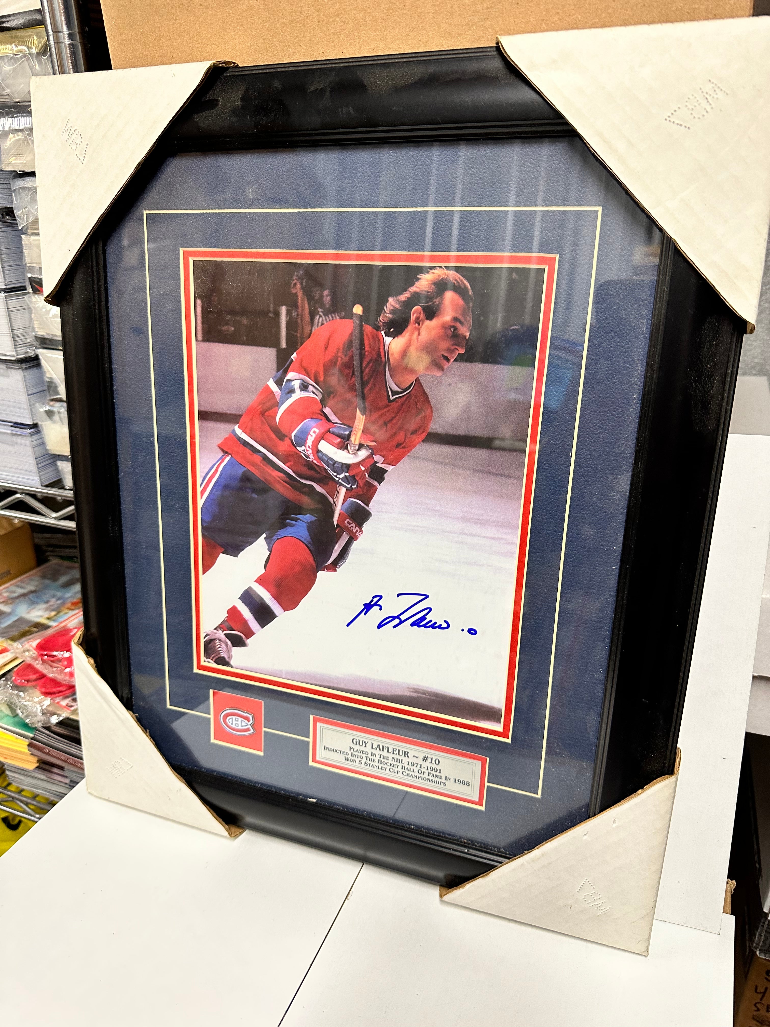 Guy LaFleur autograph matted framed hockey photo with COA