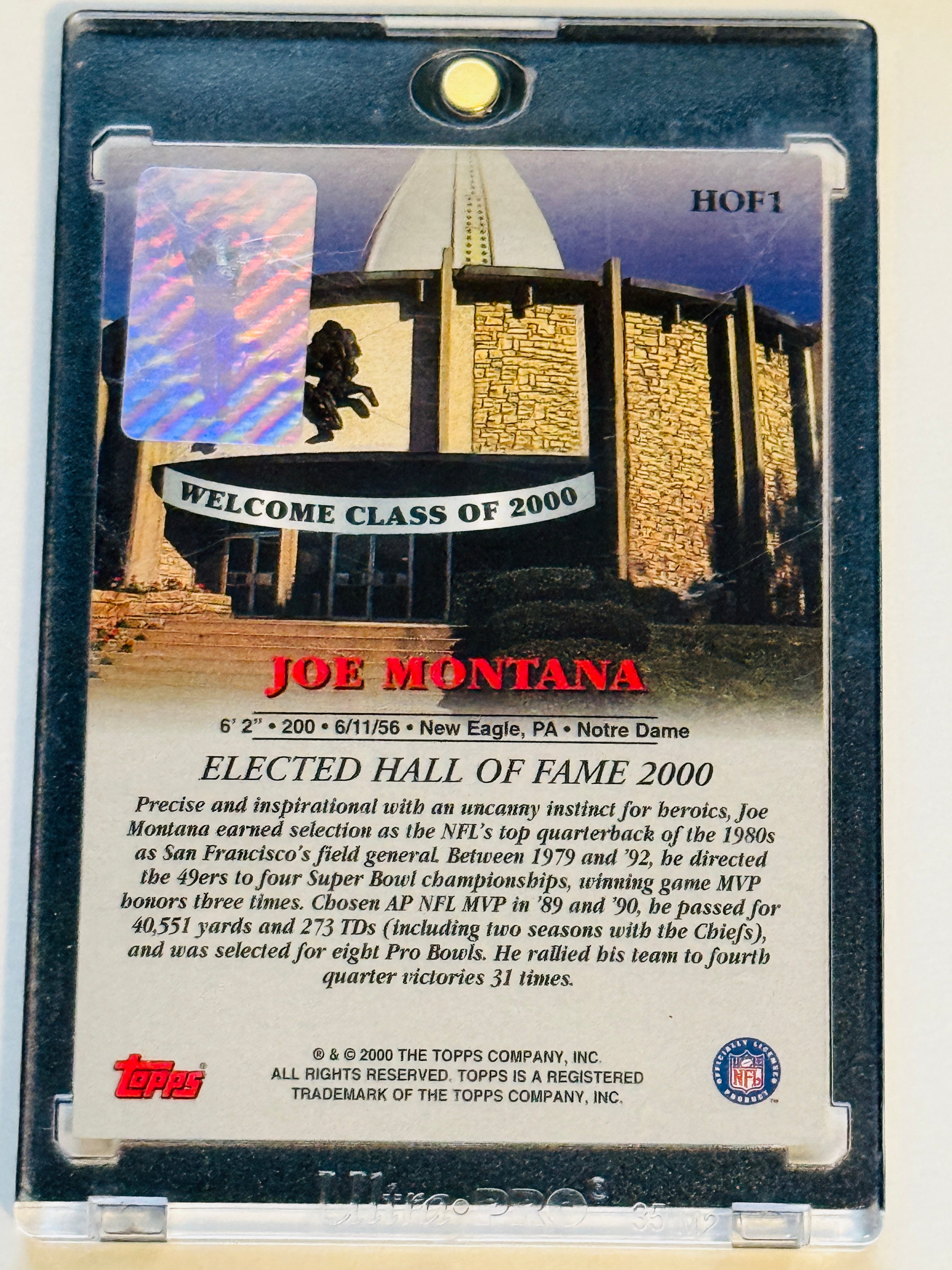 Show, Montana, rare autograph card certified by football Hall of Fame
