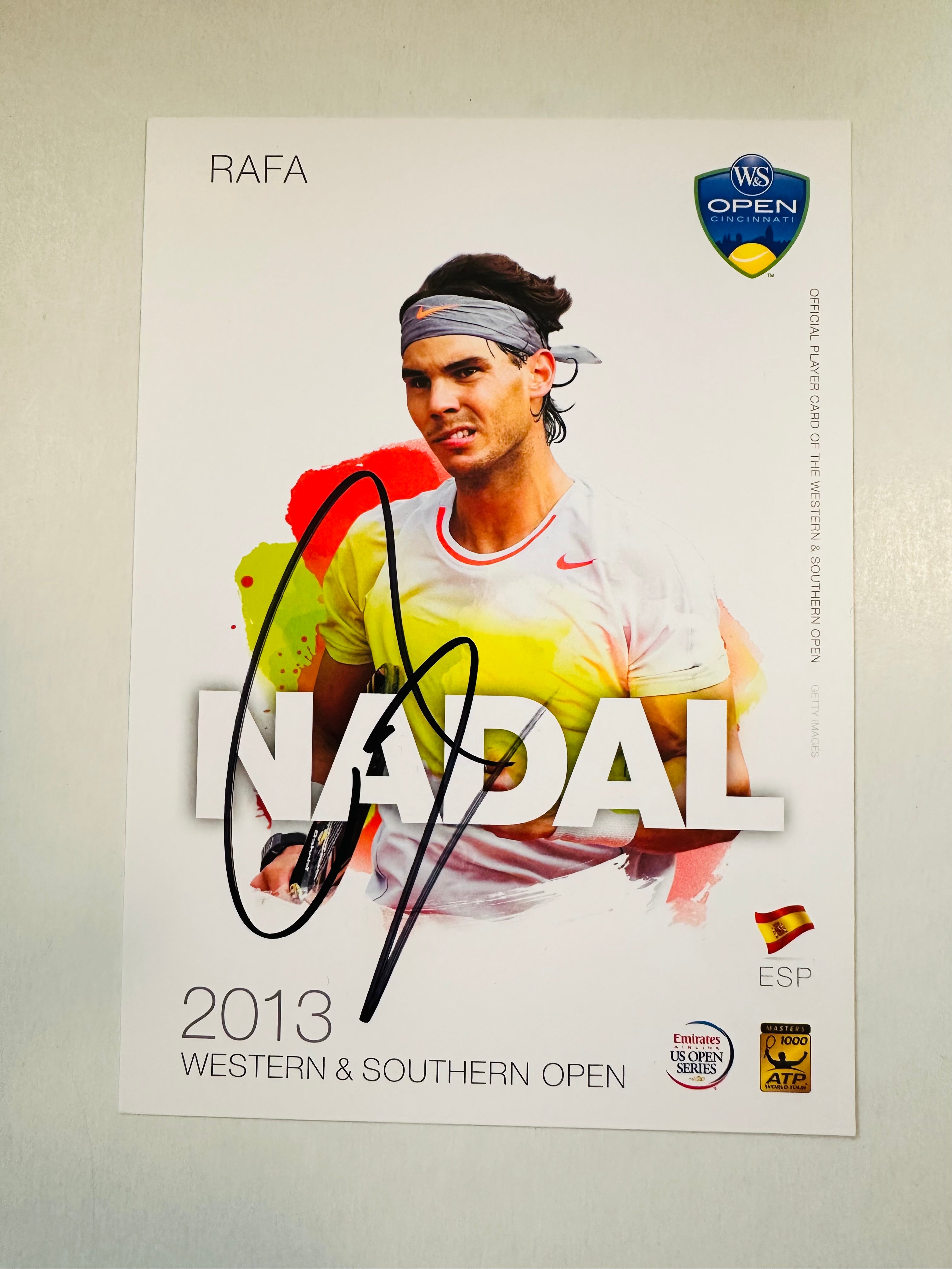 Rafael Nadal rare autograph 5x7 photo with COA signed at the Western southern open.