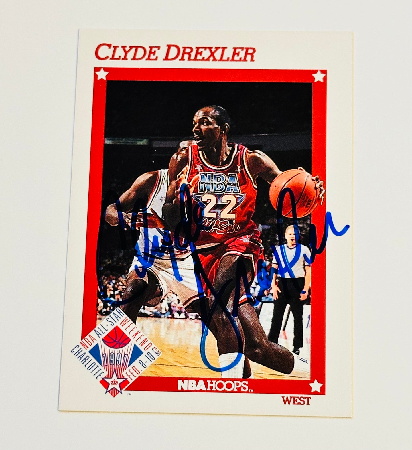 Clyde Drexler NBA basketball legend autograph card with COA