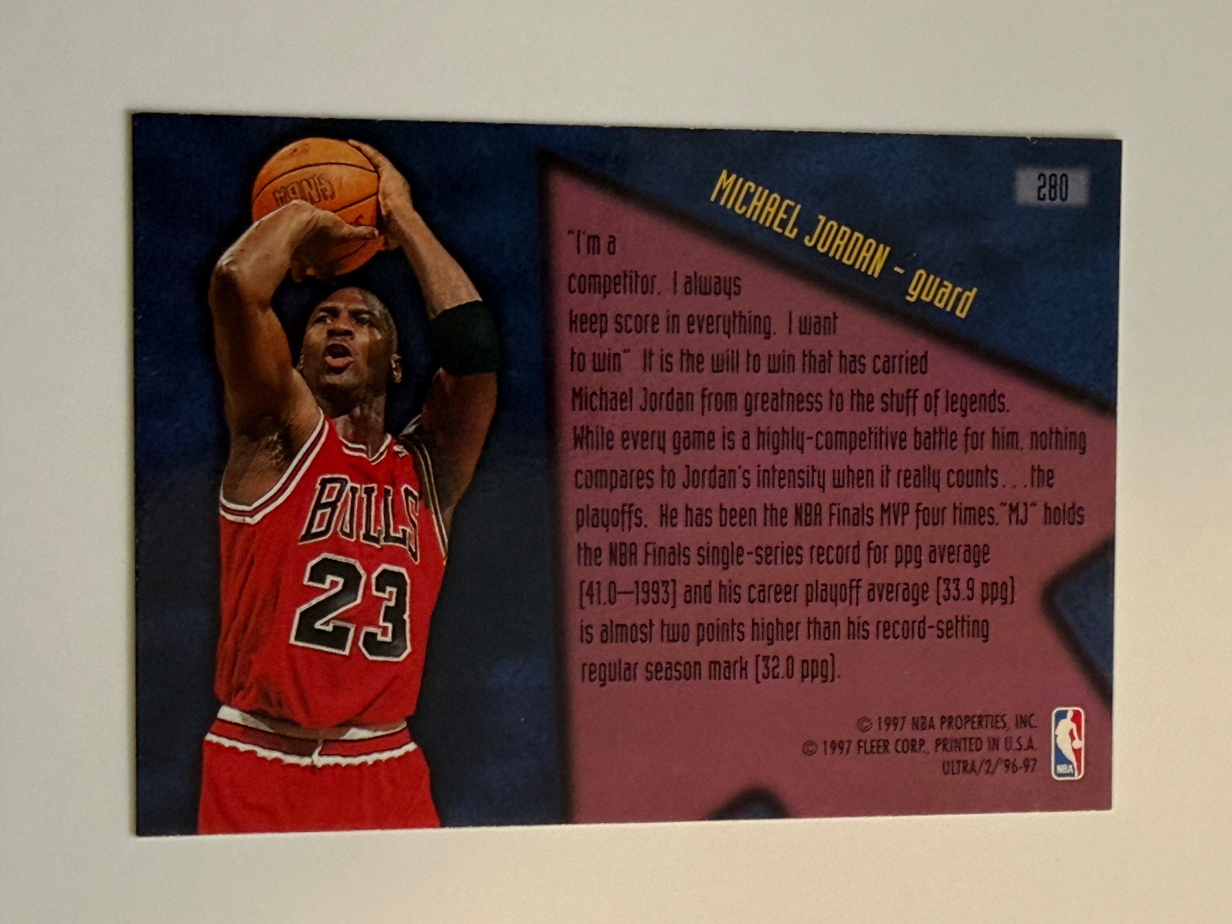 Michael Jordan fleer ultra step it up insert basketball card 1997