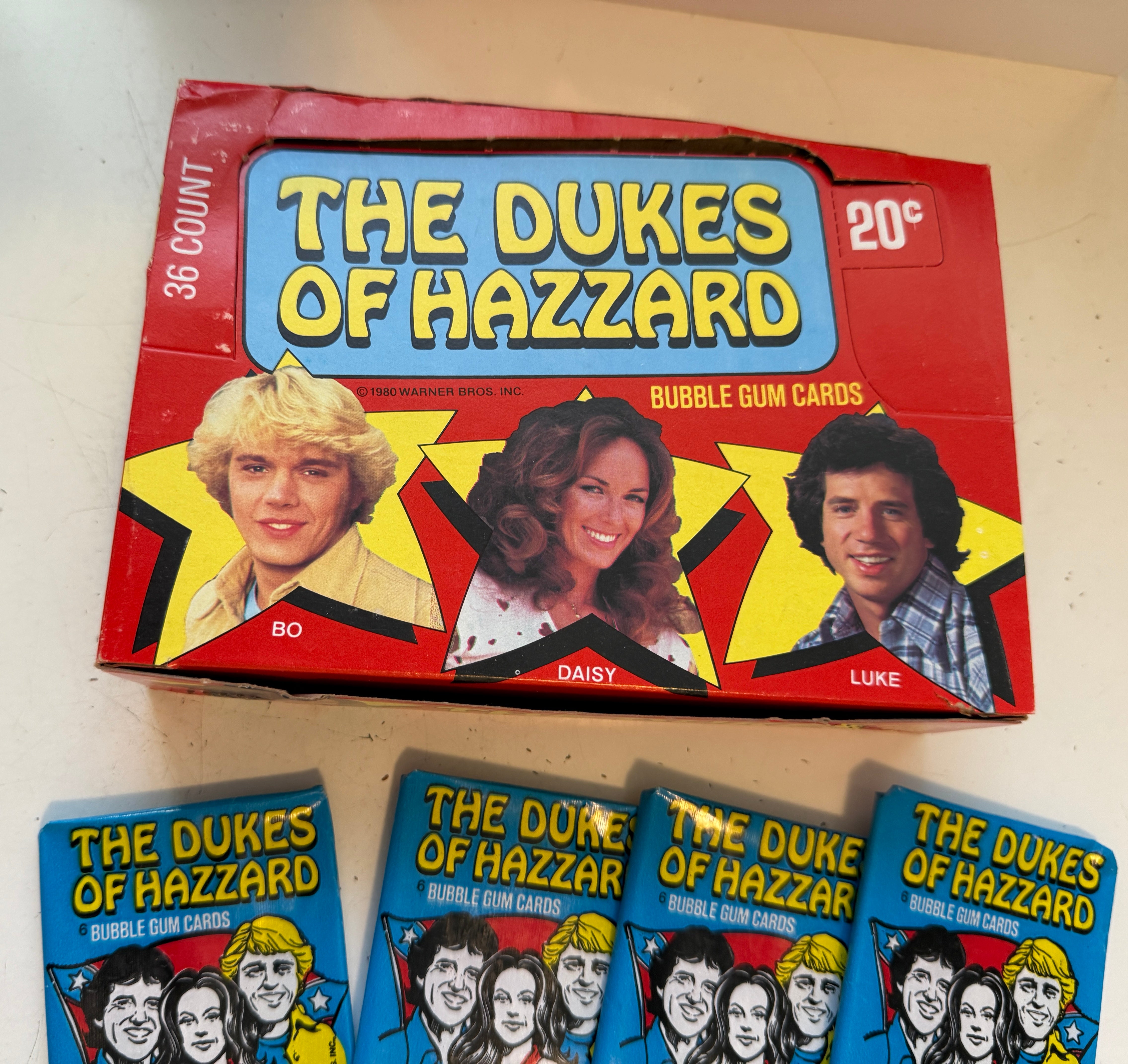 Dukes of Hazzard TV show rare empty display box with 8 wrappers 1980