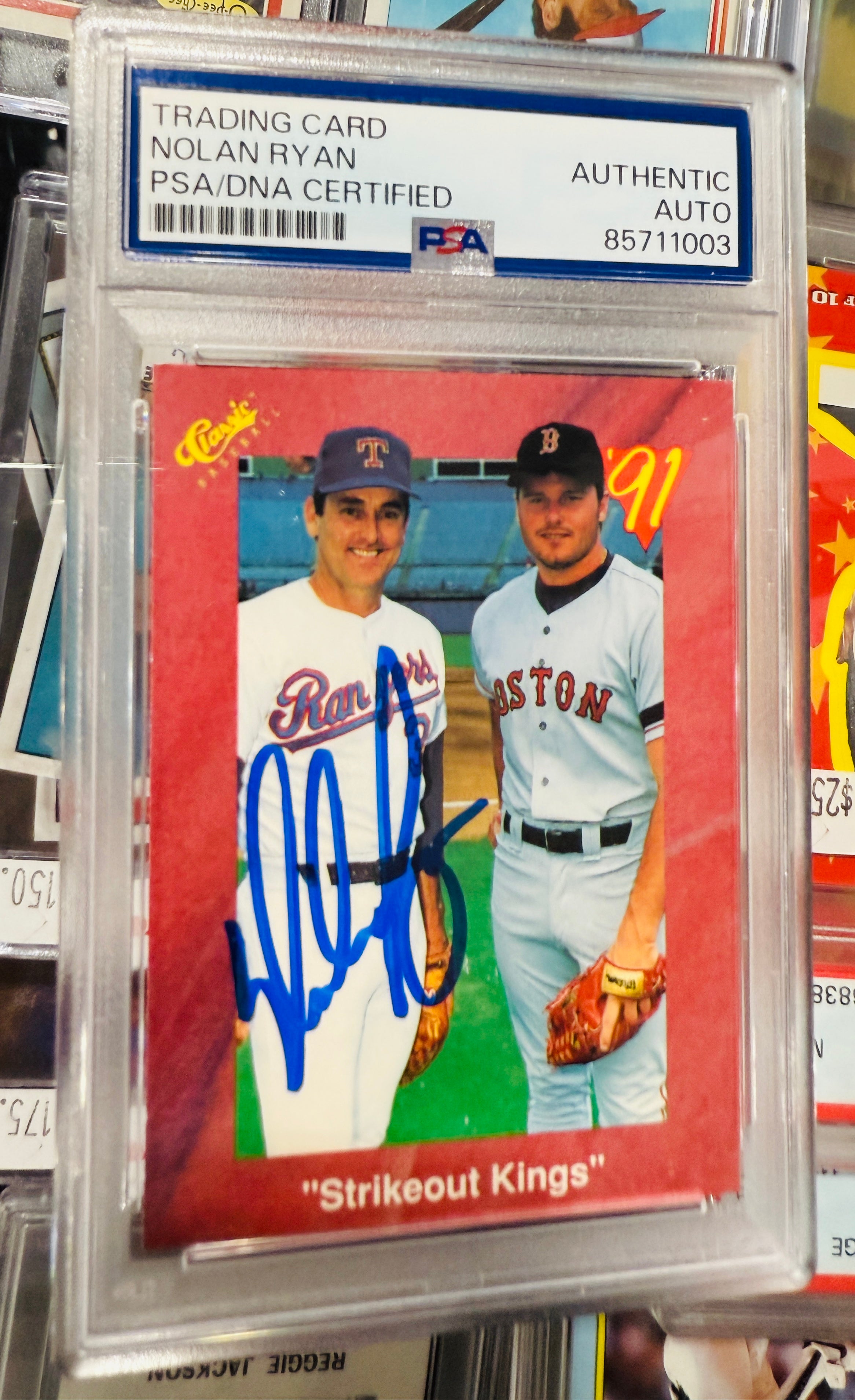 Nolan Ryan autographed baseball card signed in person certified by PSA/DNA