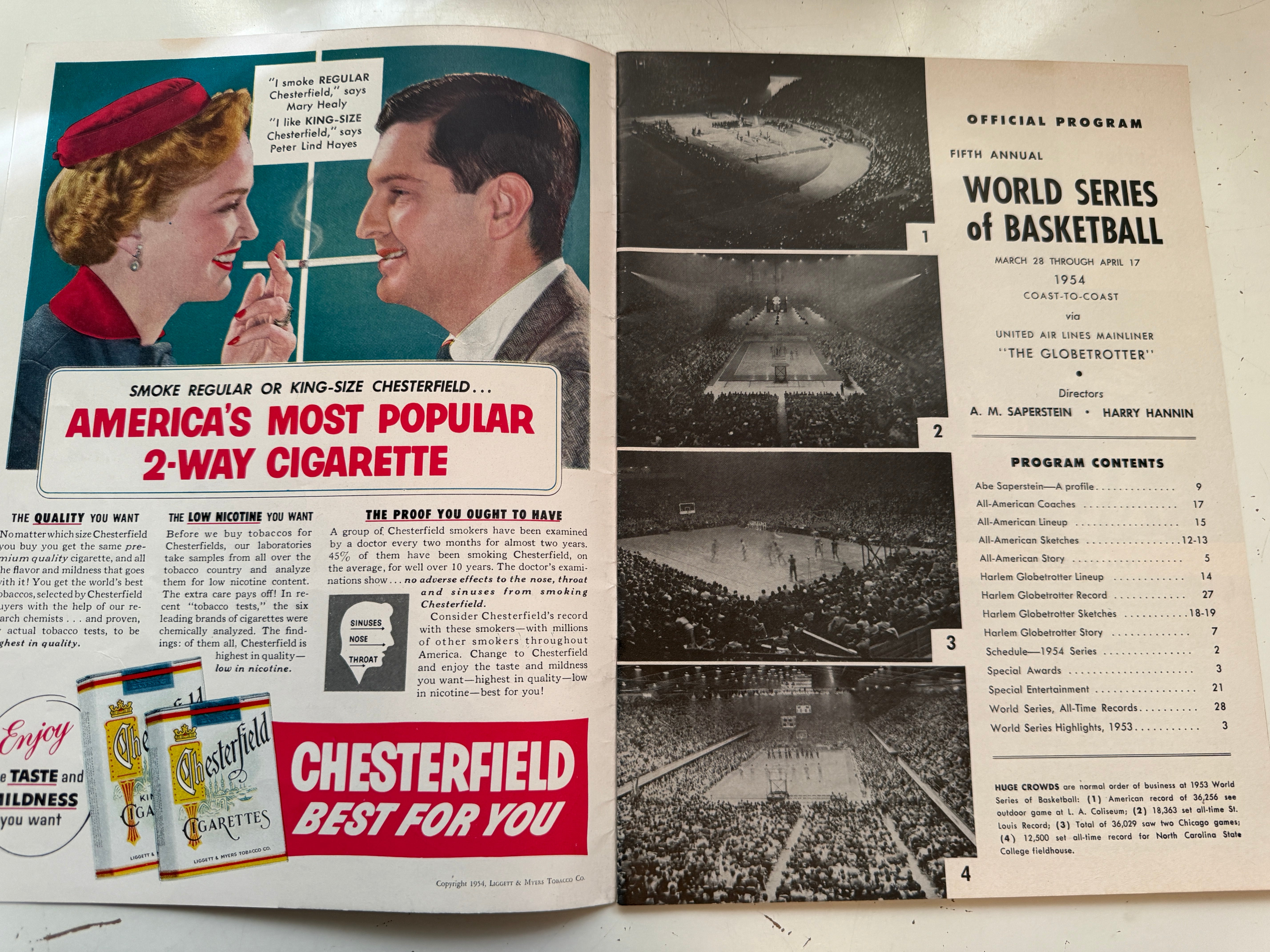 World Series of basketball tour program 1954