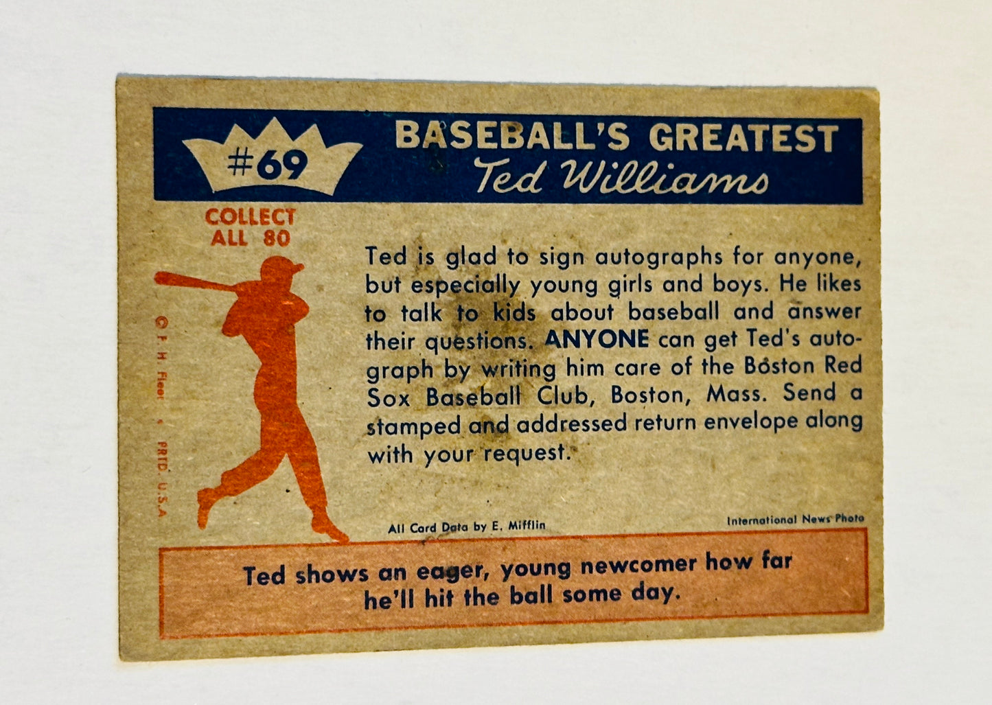 Ted Williams vintage baseball card 1959