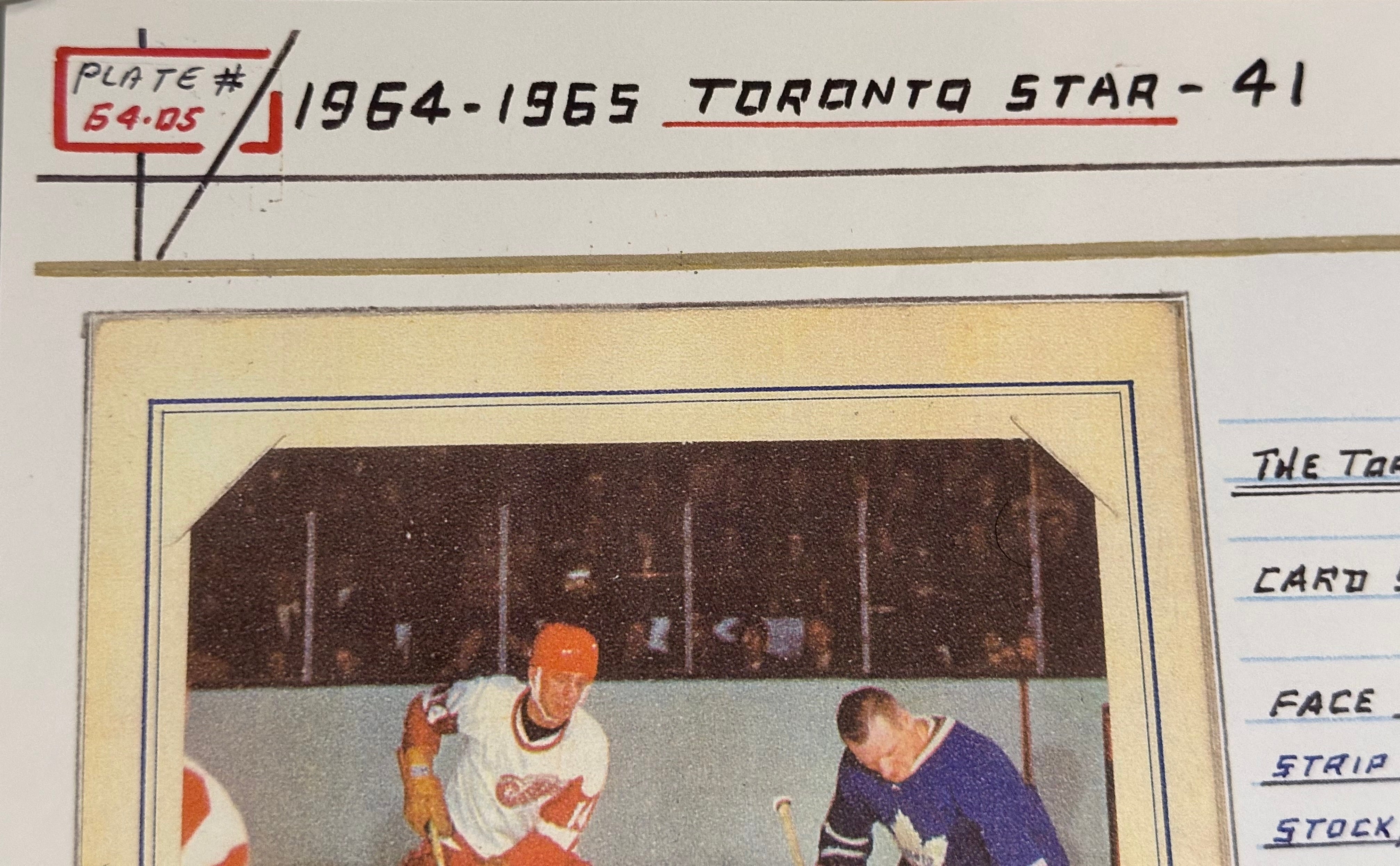 Tim Horton Toronto Star rare photo card insert 1964-65