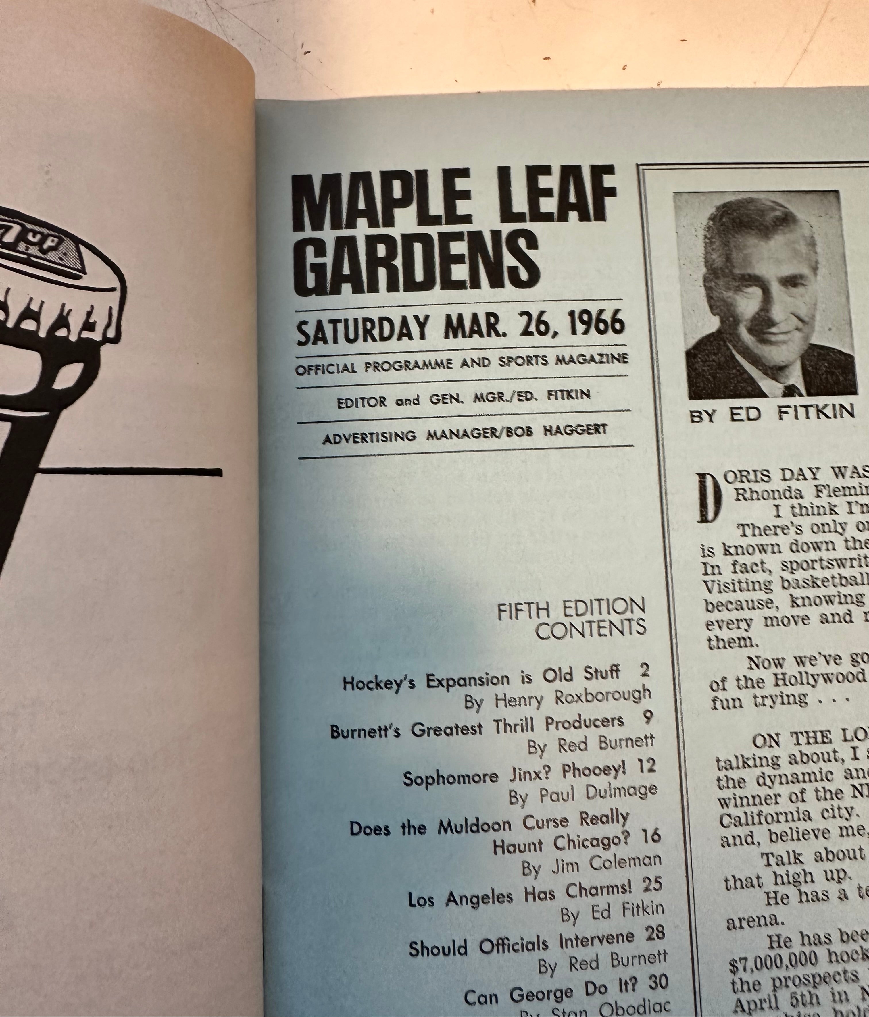 Toronto Maple Leaf Gardens hockey game program March 26, 1966