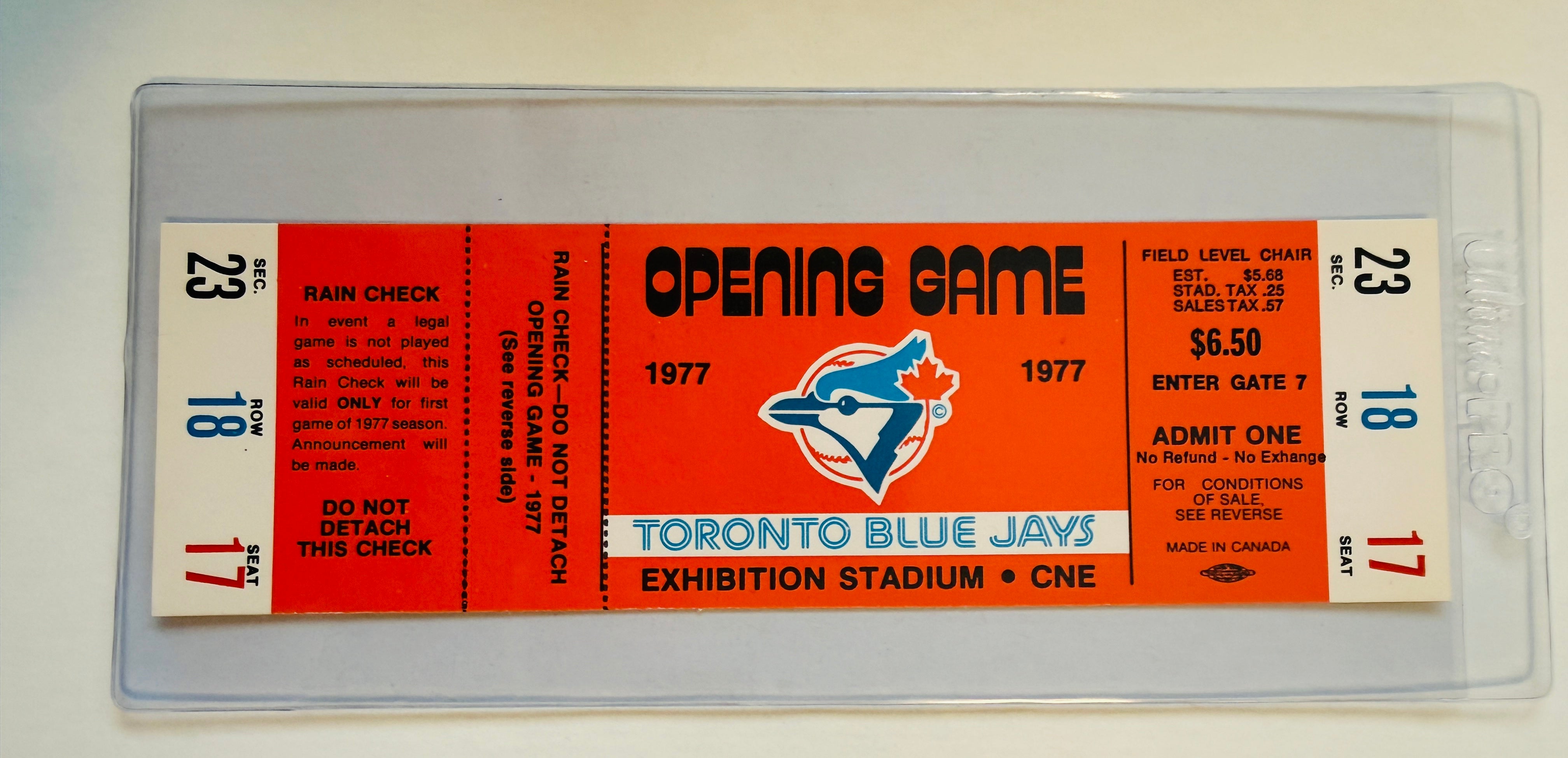 Toronto Blue Jays baseball rare Intact full first original game ticket 1970