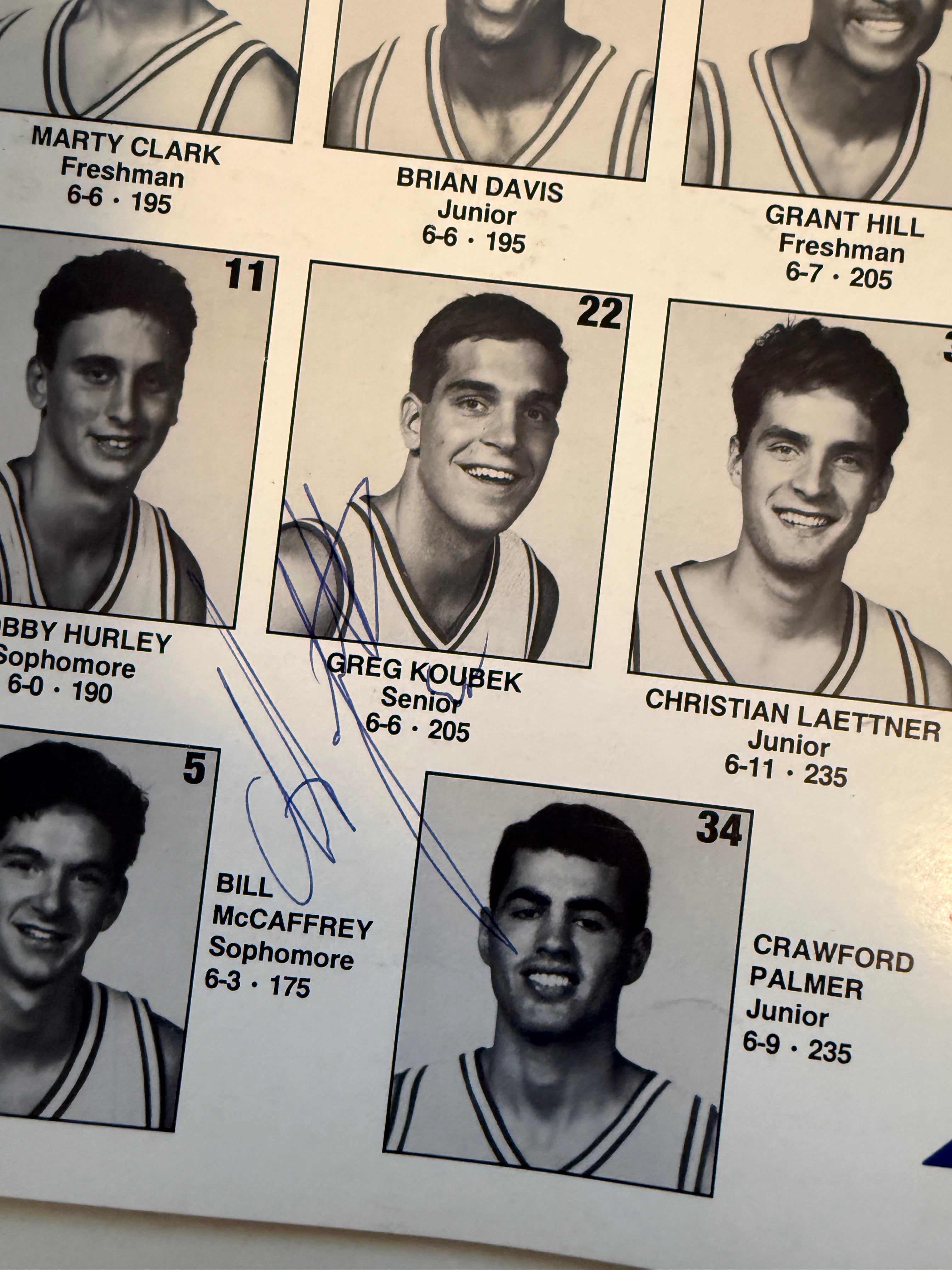 Duke Kentucky Wildcats double autographed media guide 1991