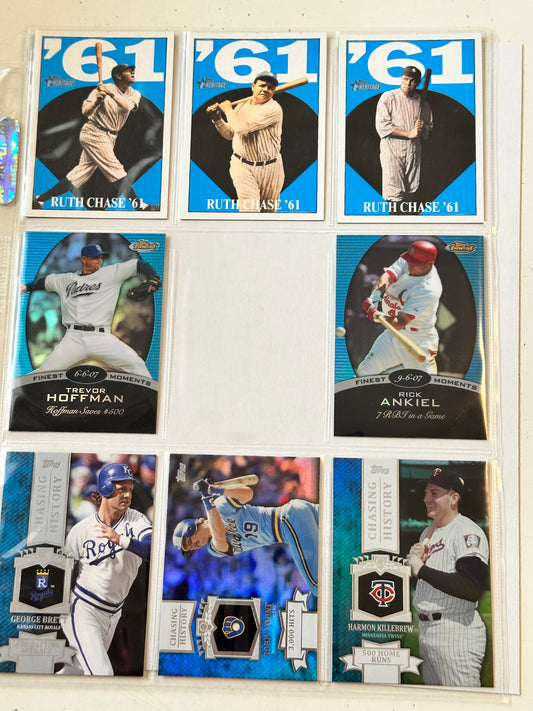 Topps baseball cards page lot deal with Babe Ruth cards