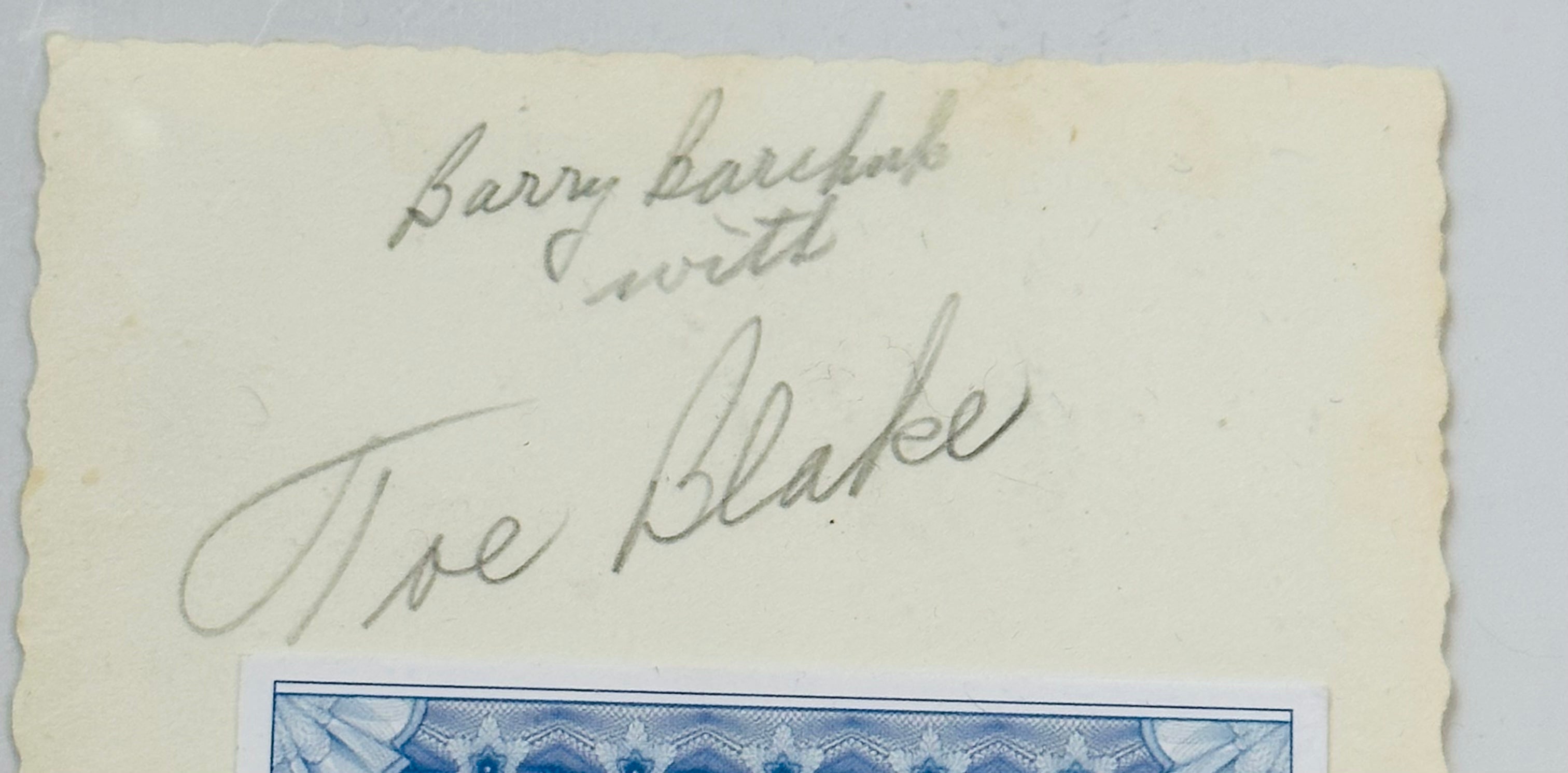 Montreal Canadiens hockey legend Toe Blake vintage photo autographed on back with COA