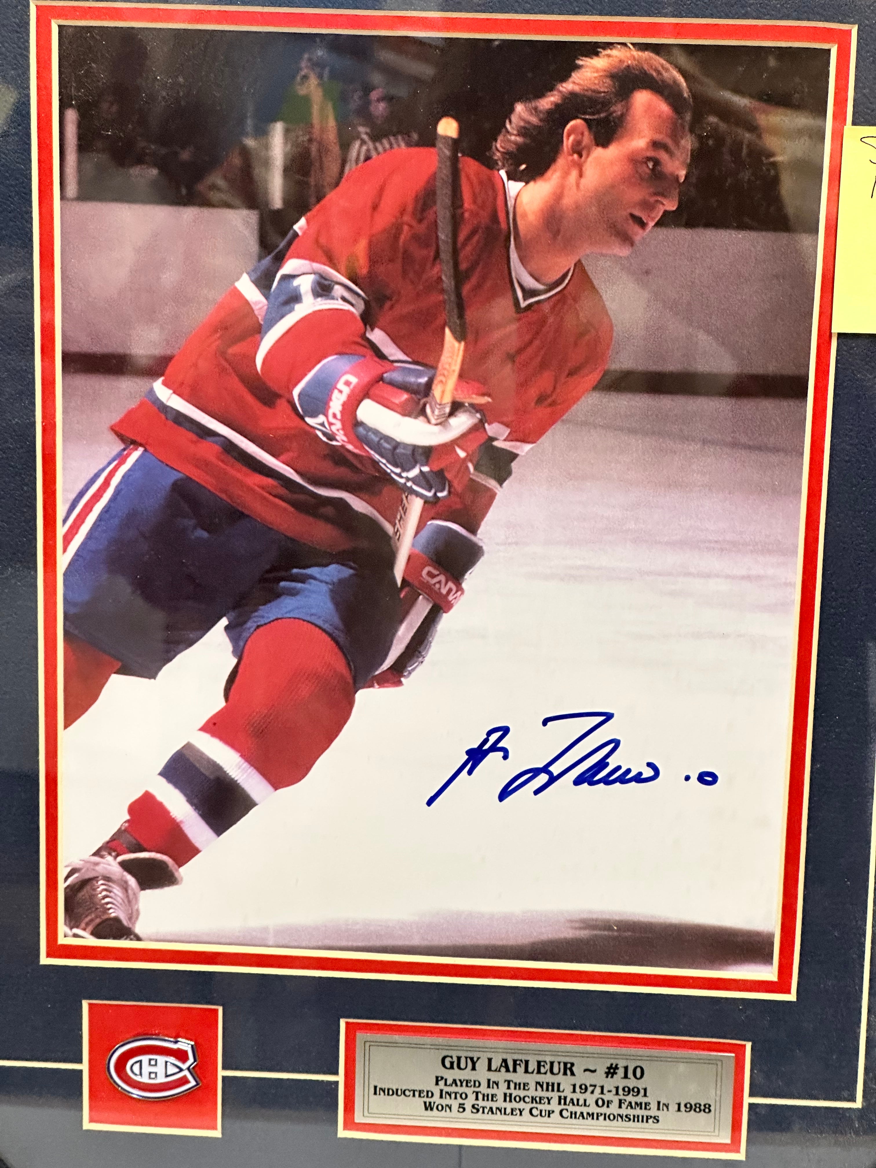 Guy LaFleur autograph matted framed hockey photo with COA